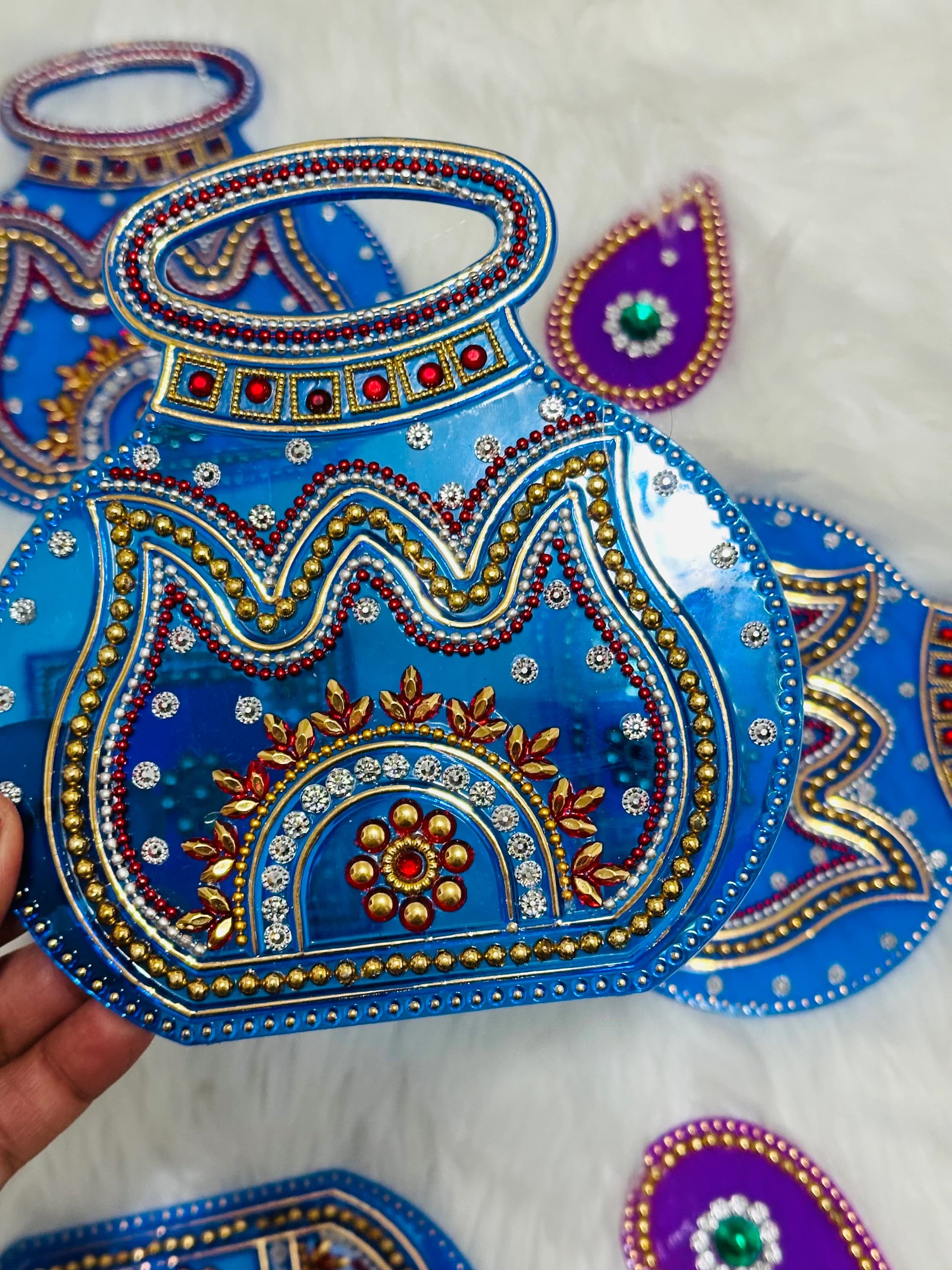 Ethnic Acrylic Rangoli Set for Festive Decor, Thamboolam, Return Gifts — view 4