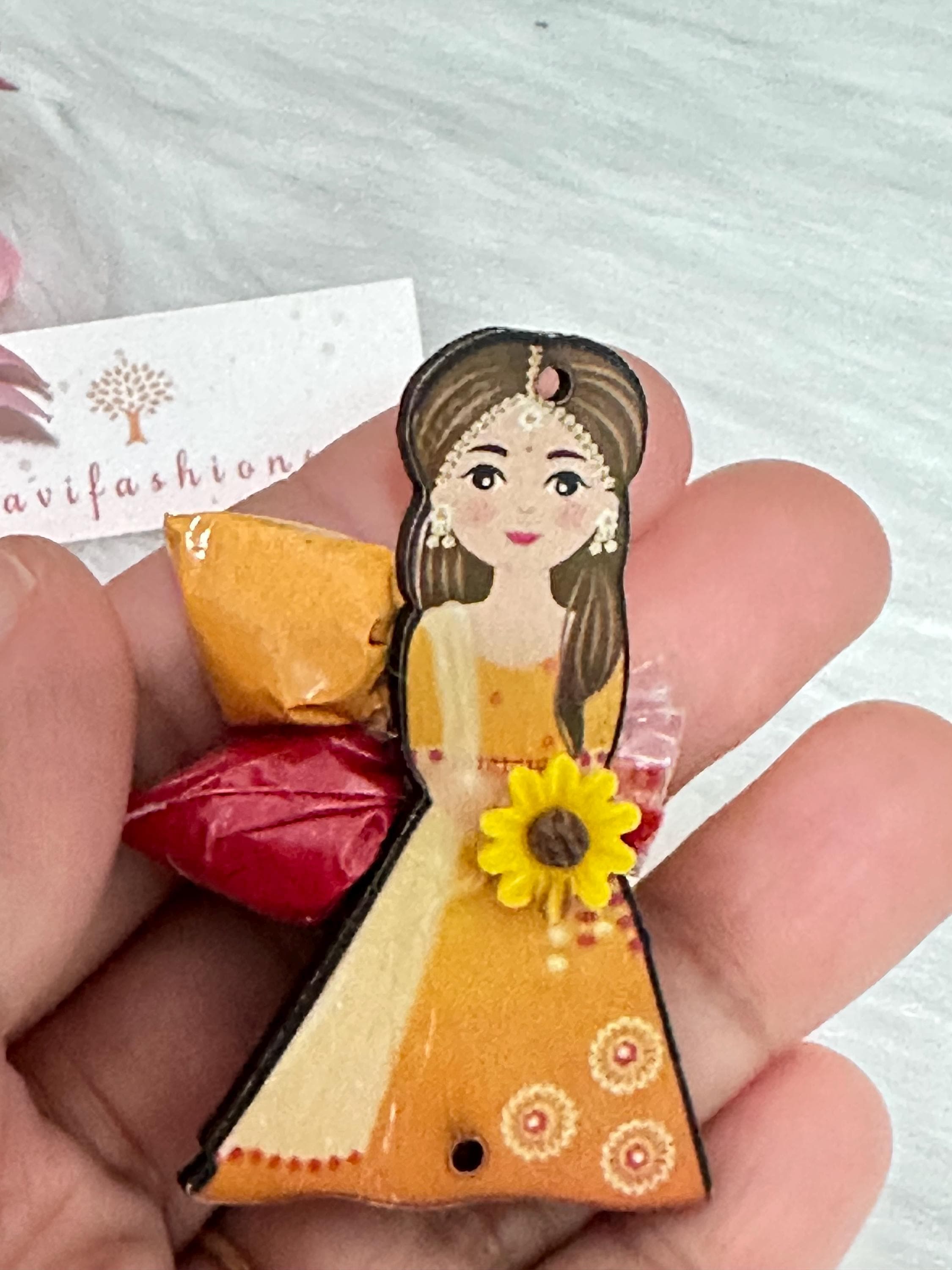 Girl Doll Pasupu Kumkum Packets | Elephant Design Thamboolam Return Gift (Pack of 1) — view 4