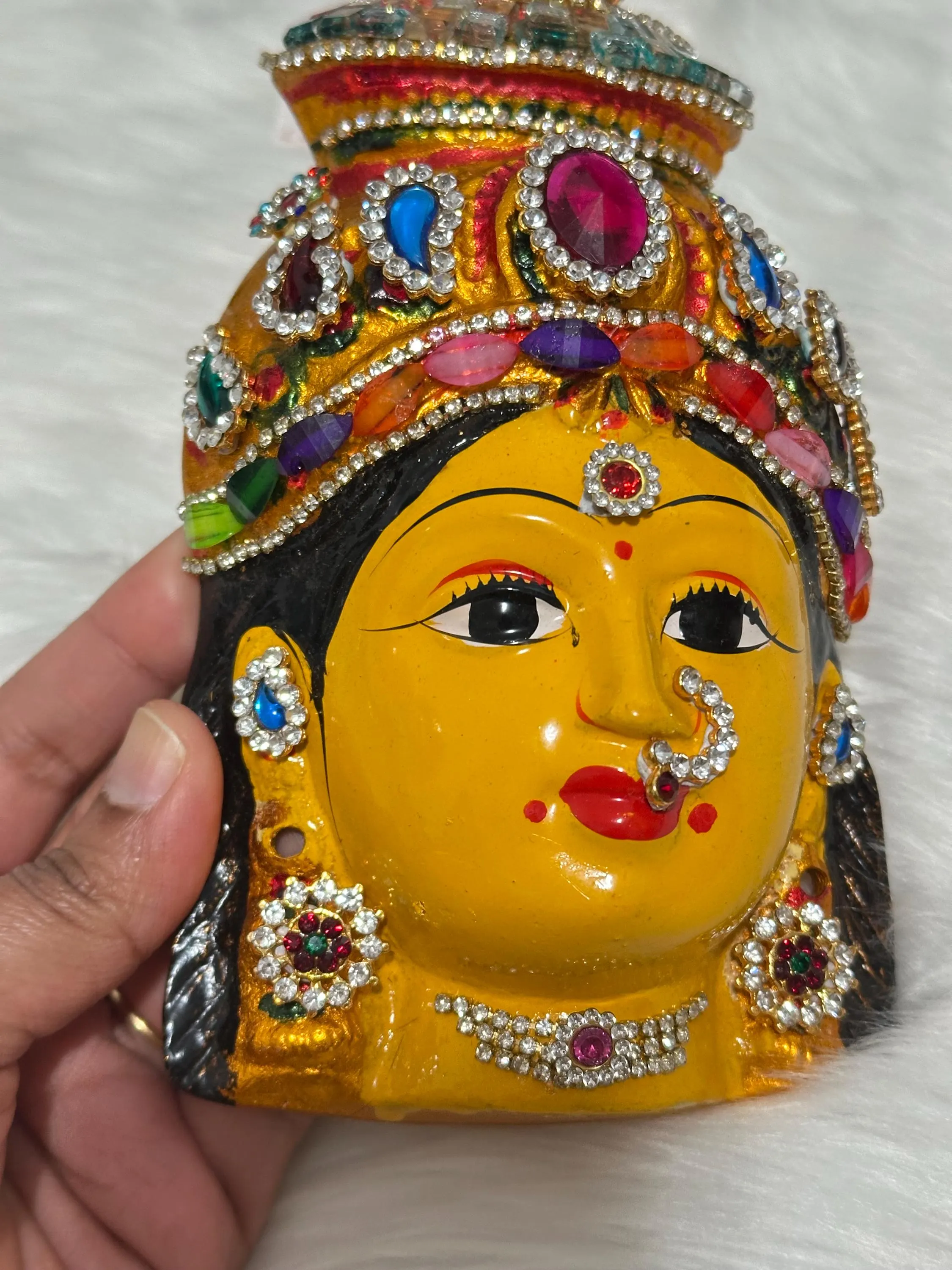 Lakshmi Face Idol 8” | Gowri Devi Face for Pooja | Indian Decor — view 5