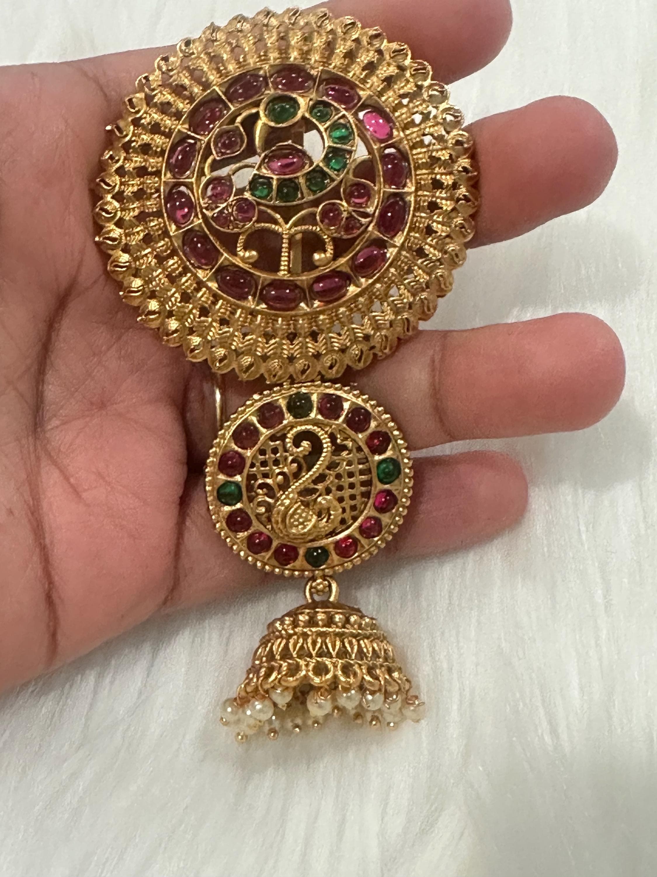 Antique Kemp Hair Brooch / Juda Pin / Veni Pin / jada billa / Classical Dance Jewelry / Rakodi — view 3