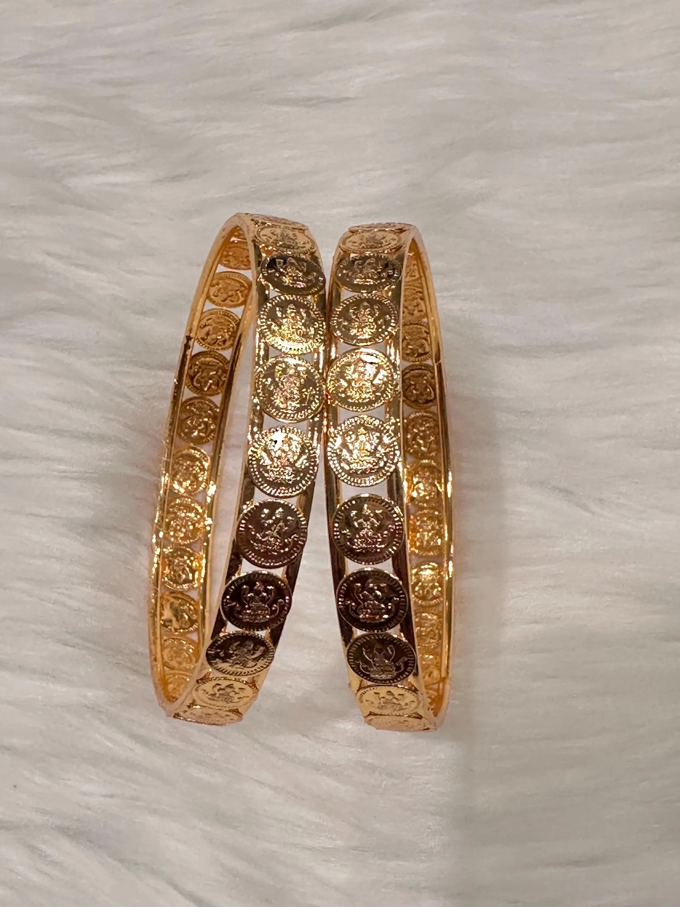 Gold Plated Goddess Laxmi Bangles | Traditional Indian Jewelry (Set of 2) — view 6