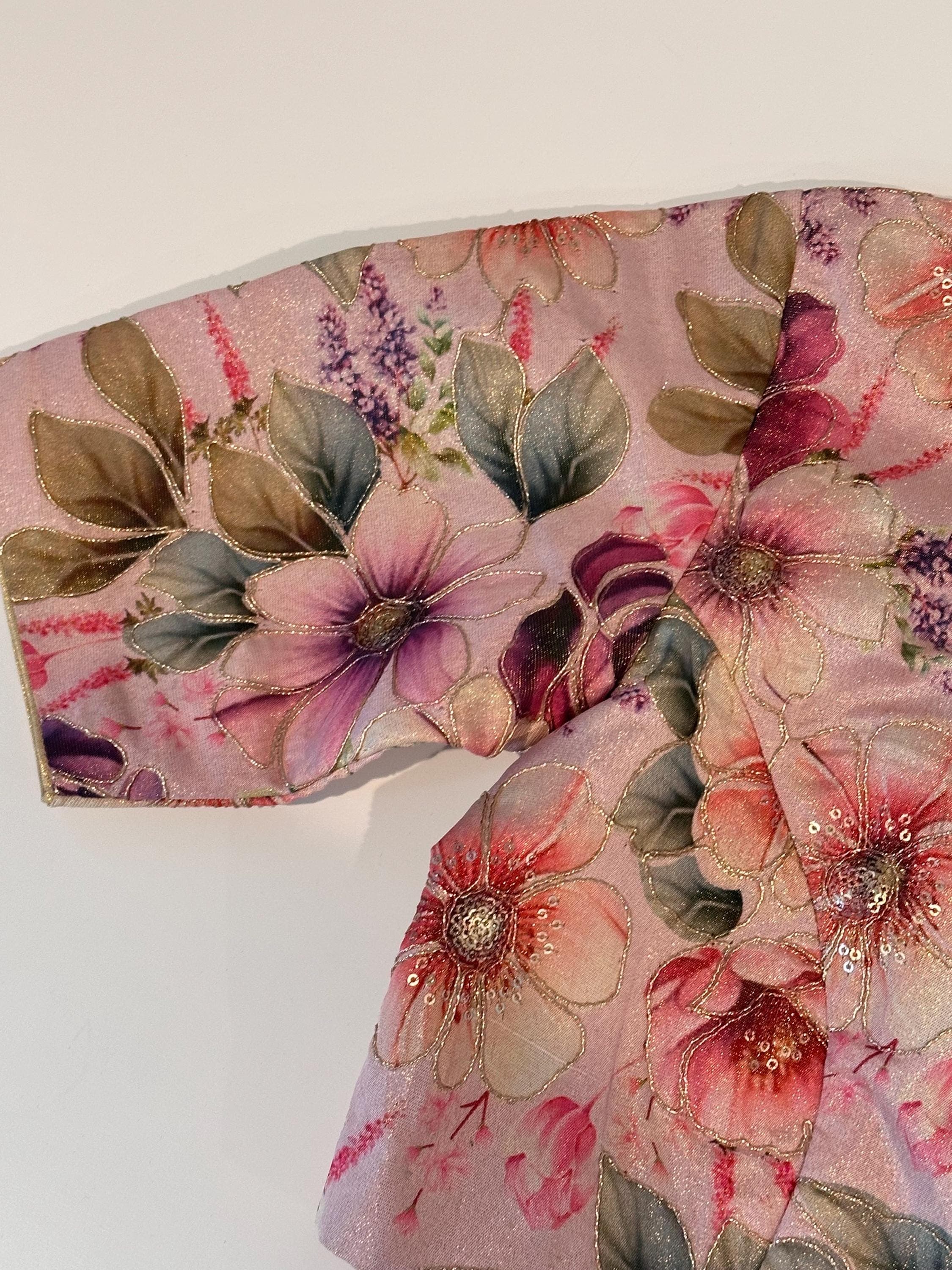 Kalamkari Silk Blouse: Indian Traditional Floral Saree Blouse – Size 36 — view 5