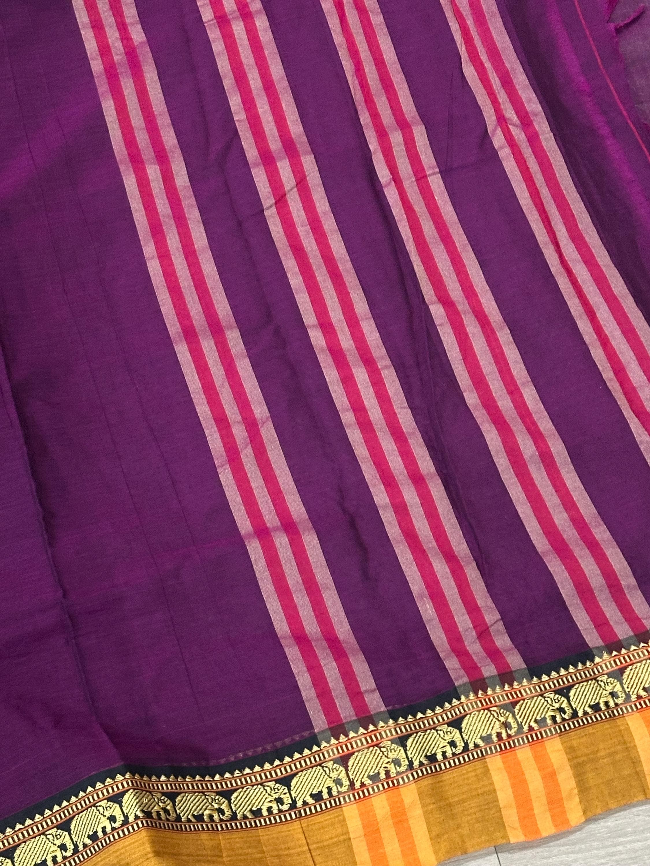 Traditional Narayanpet Cotton Saree with Unstitched Blouse – Handwoven Indian Wear — view 3