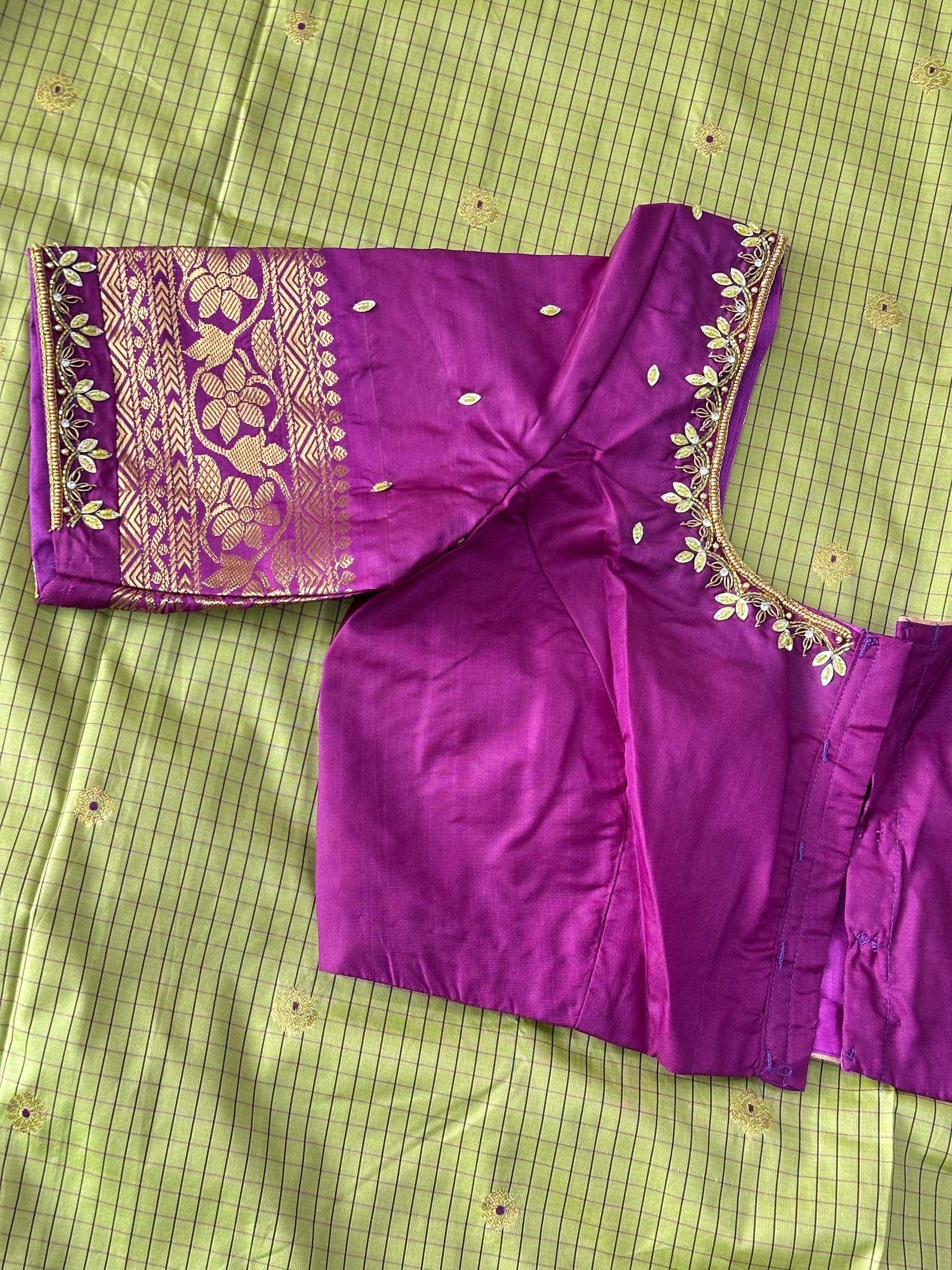 Gadwal Semi Pattu Silk Saree with Maggam Work Blouse | Size 36-42 — view 3
