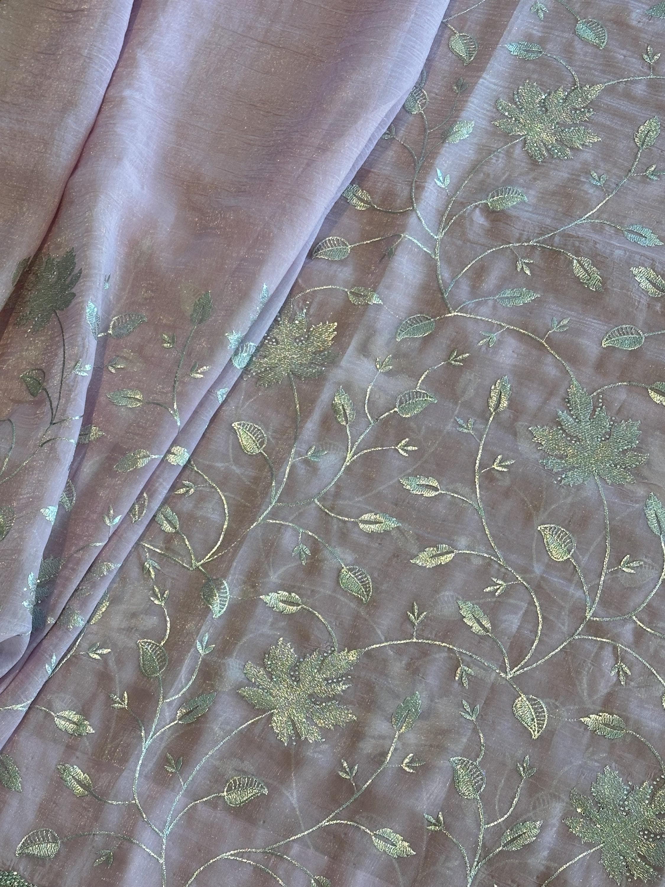 Pastel Pink Designer Saree with Silver Embroidery Work | Party Wear Saree — view 8