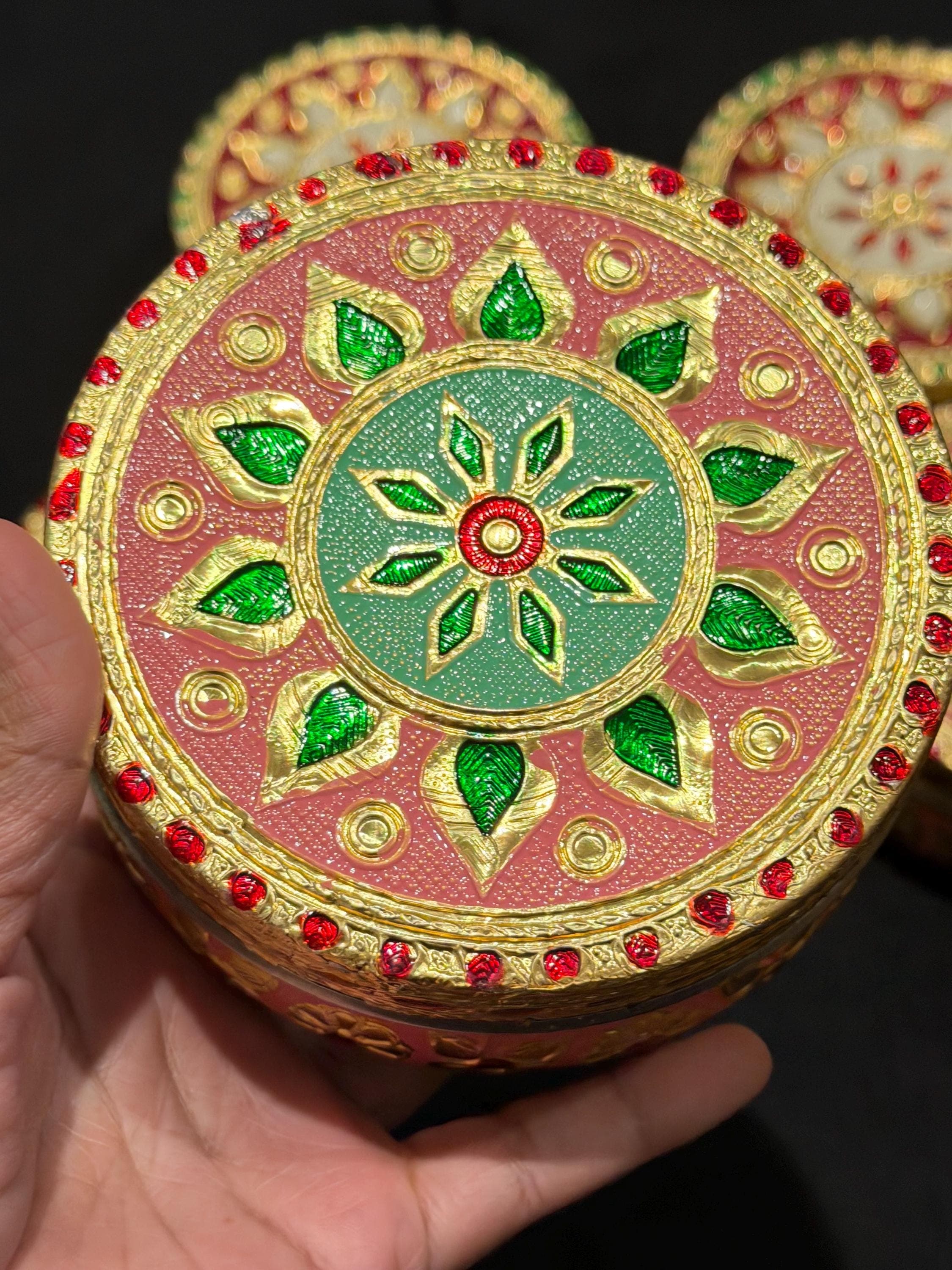 Handcrafted Meenakari Steel Boxes – Decorative Indian Containers (Pack of 5) — view 6