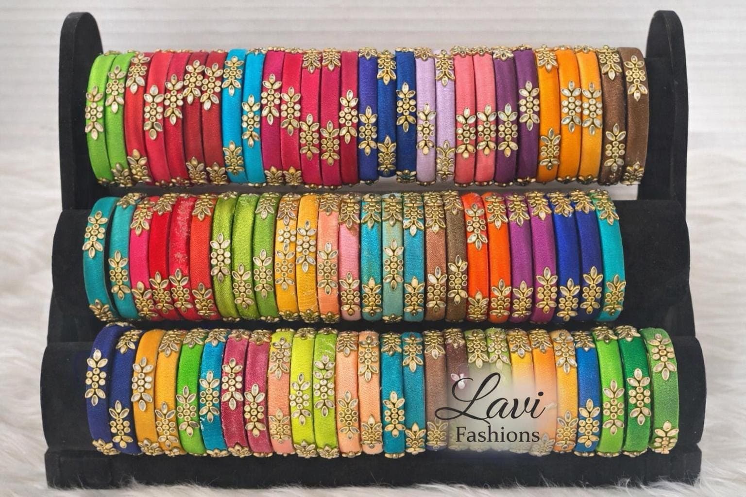 Handmade Silk Thread Bangles | Indian Wedding Jewelry | Saree Accessories | Bridal Bangles | Festive Gift for Her | Kundan Bangles — view 3