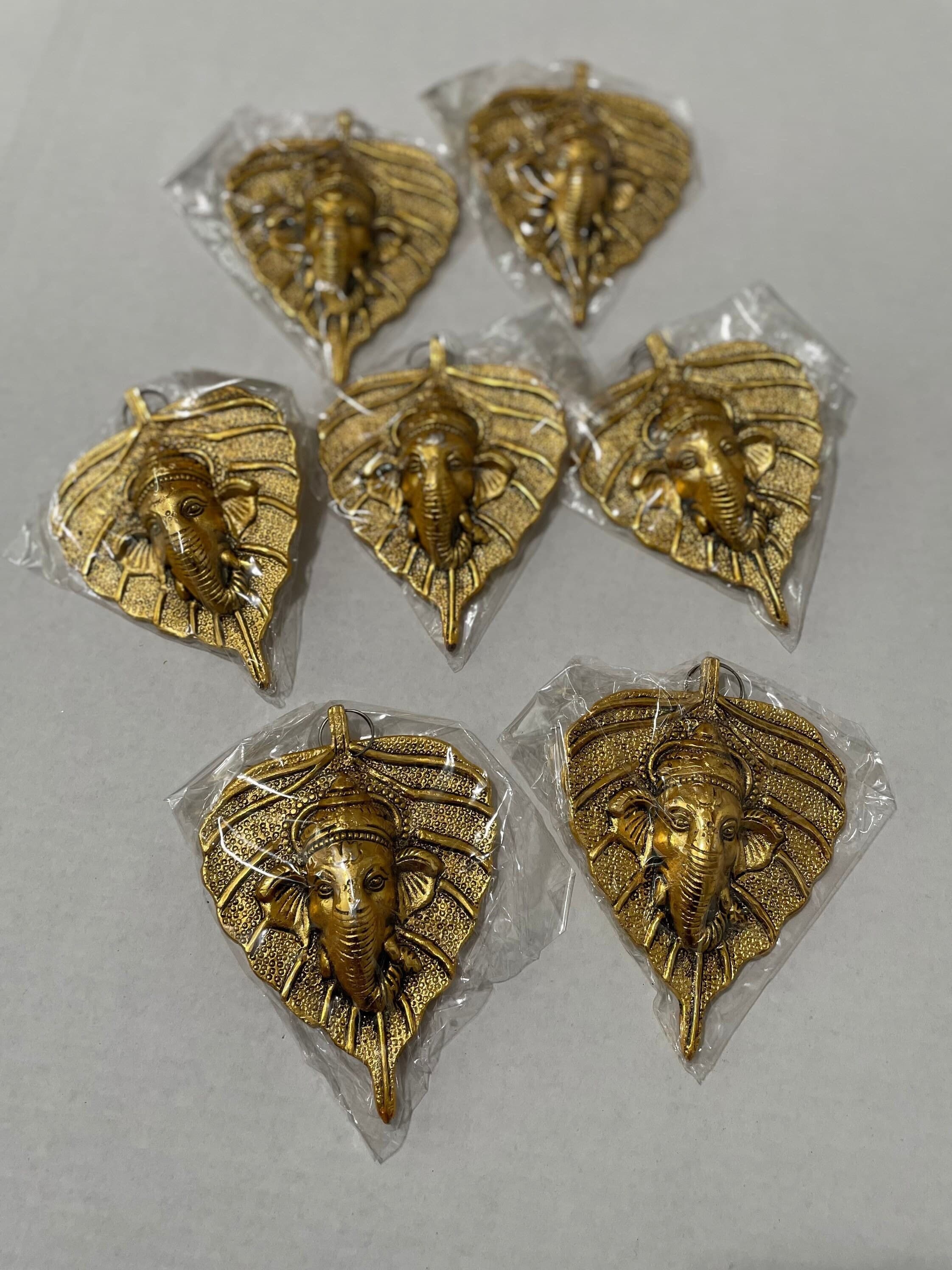 Leaf Ganesha Metal Wall Hanging – Traditional Indian Door Decor, 5-Piece Pack — view 3