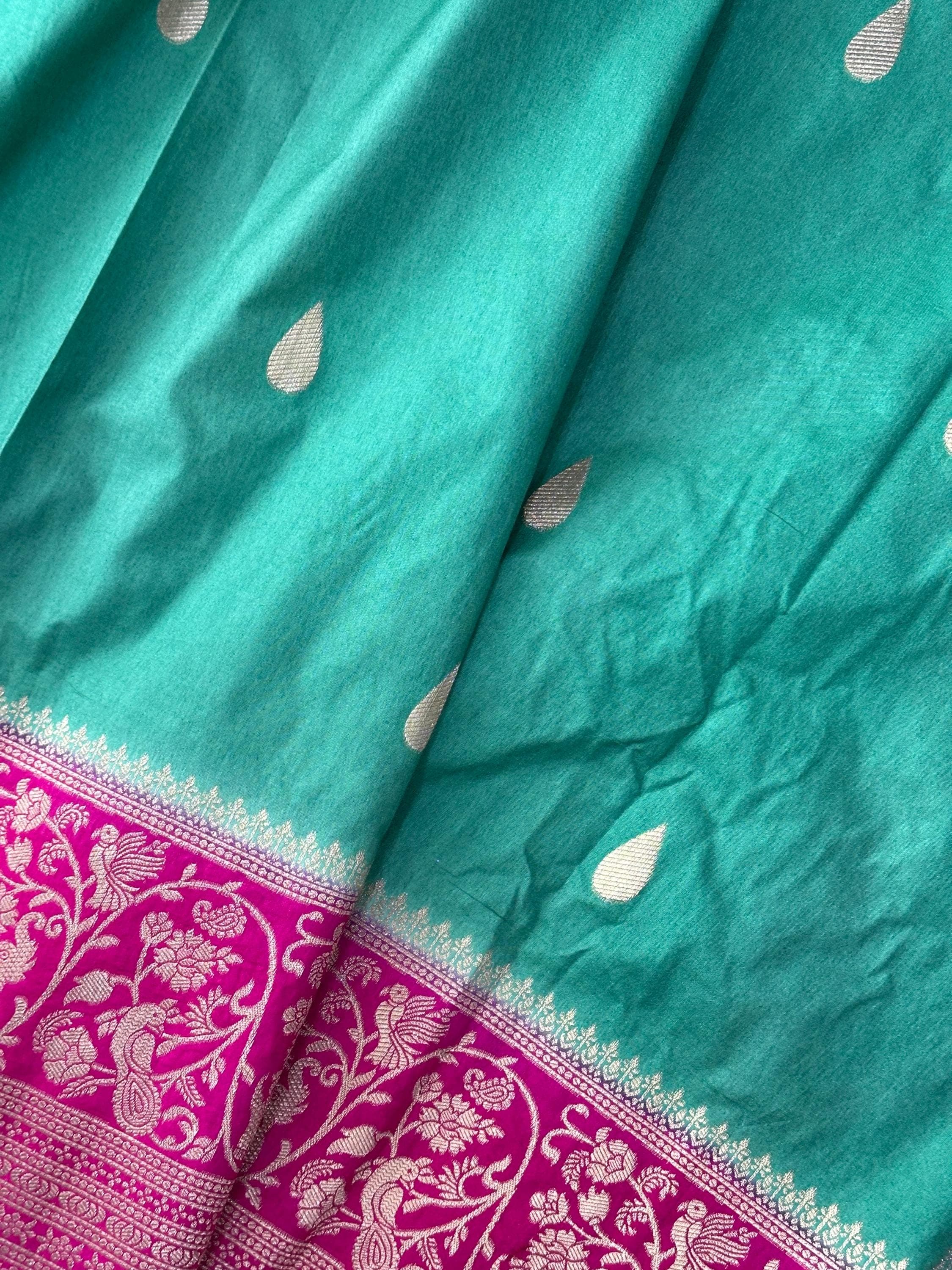 Banarasi Raw Mango Saree with Raindrop Design | Soft Fabric | Festive, Wedding, Party Wear | Traditional Indian Saree — view 7