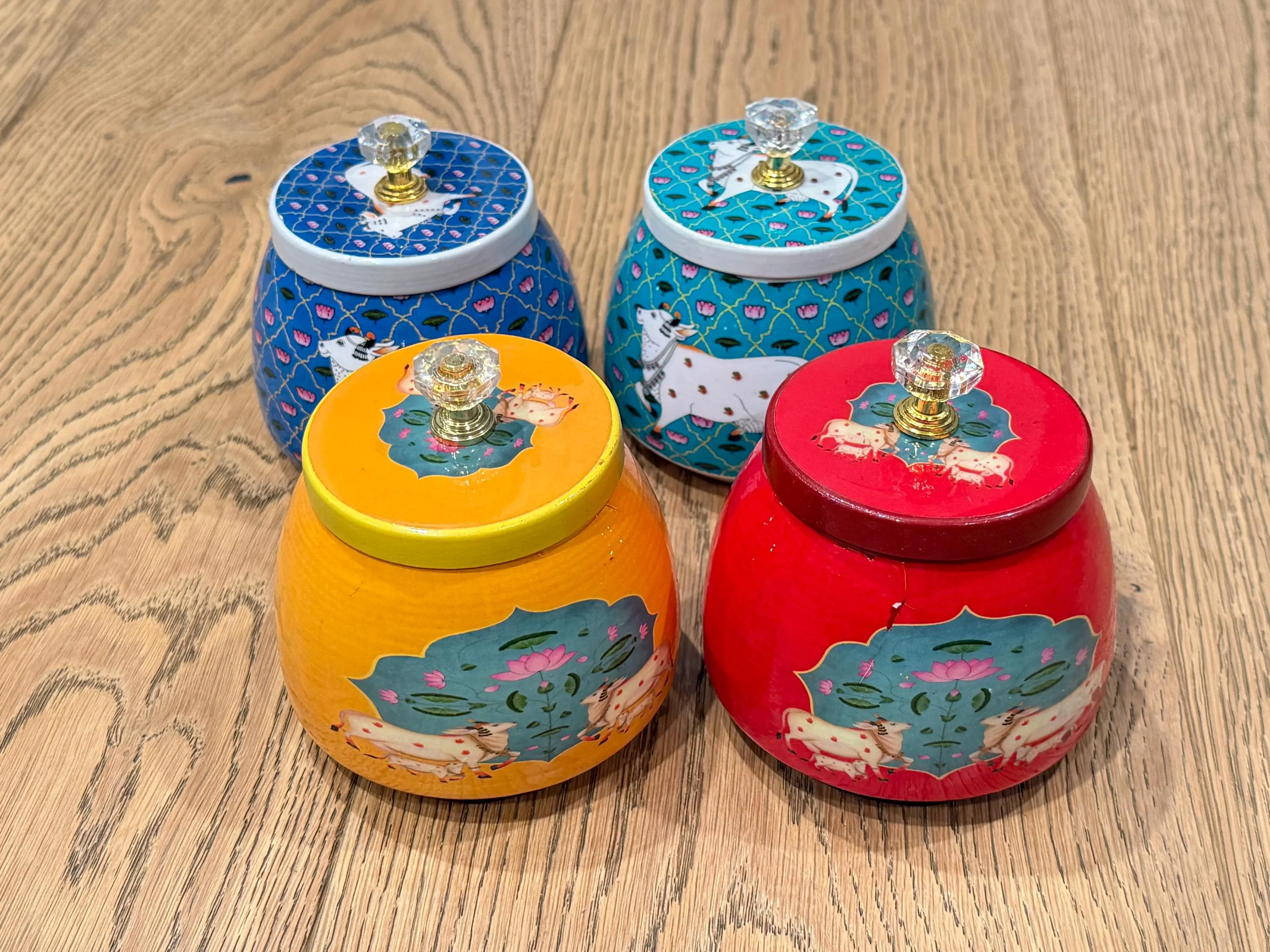 Pichwai Cow Art Storage Jar | Indian Festive Home Decor Container — view 5