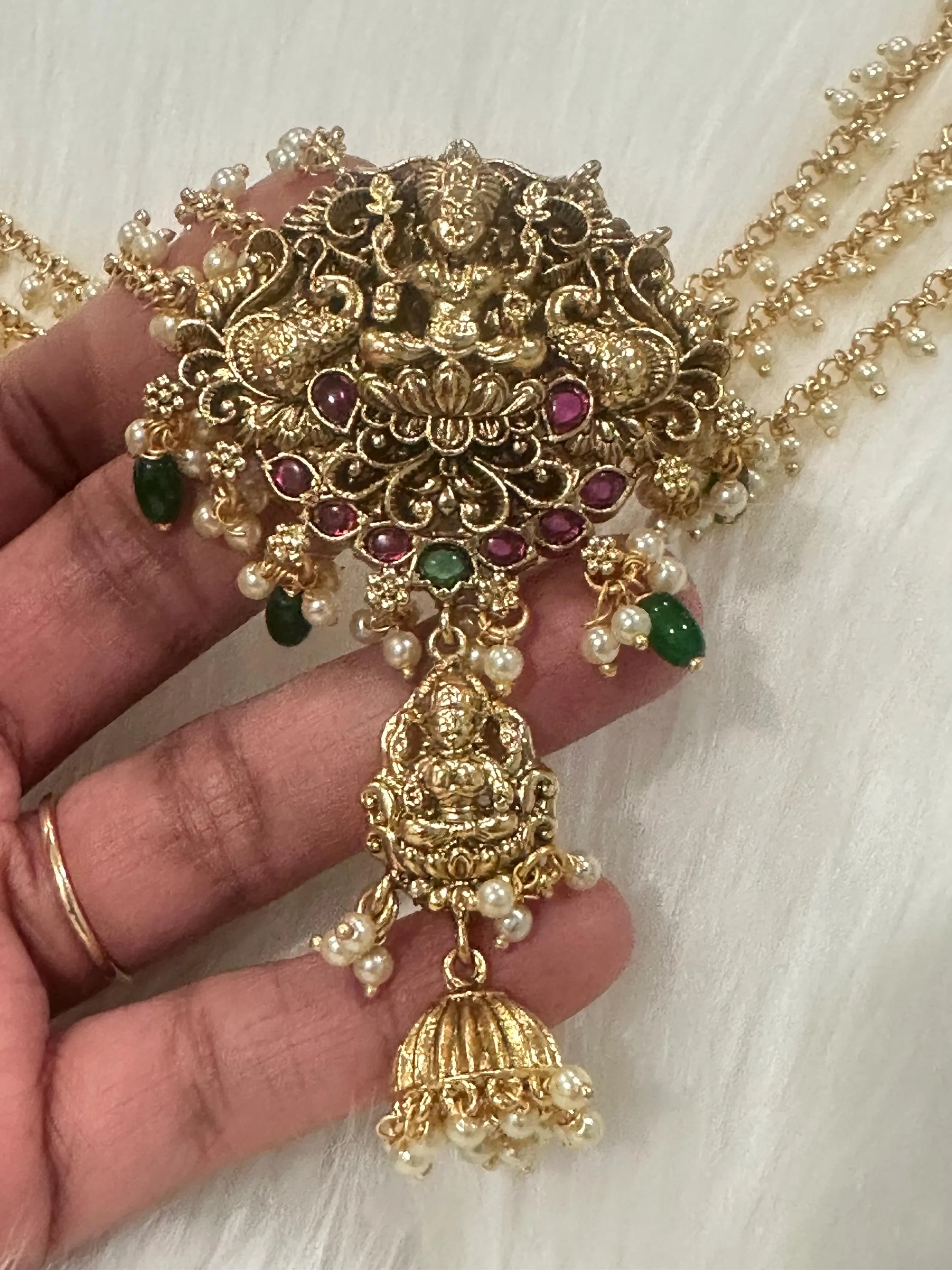 Kemp Hair Pin, Three Layered Pearl Bun Billa, Jadau Rakodi Juda Pin — view 6