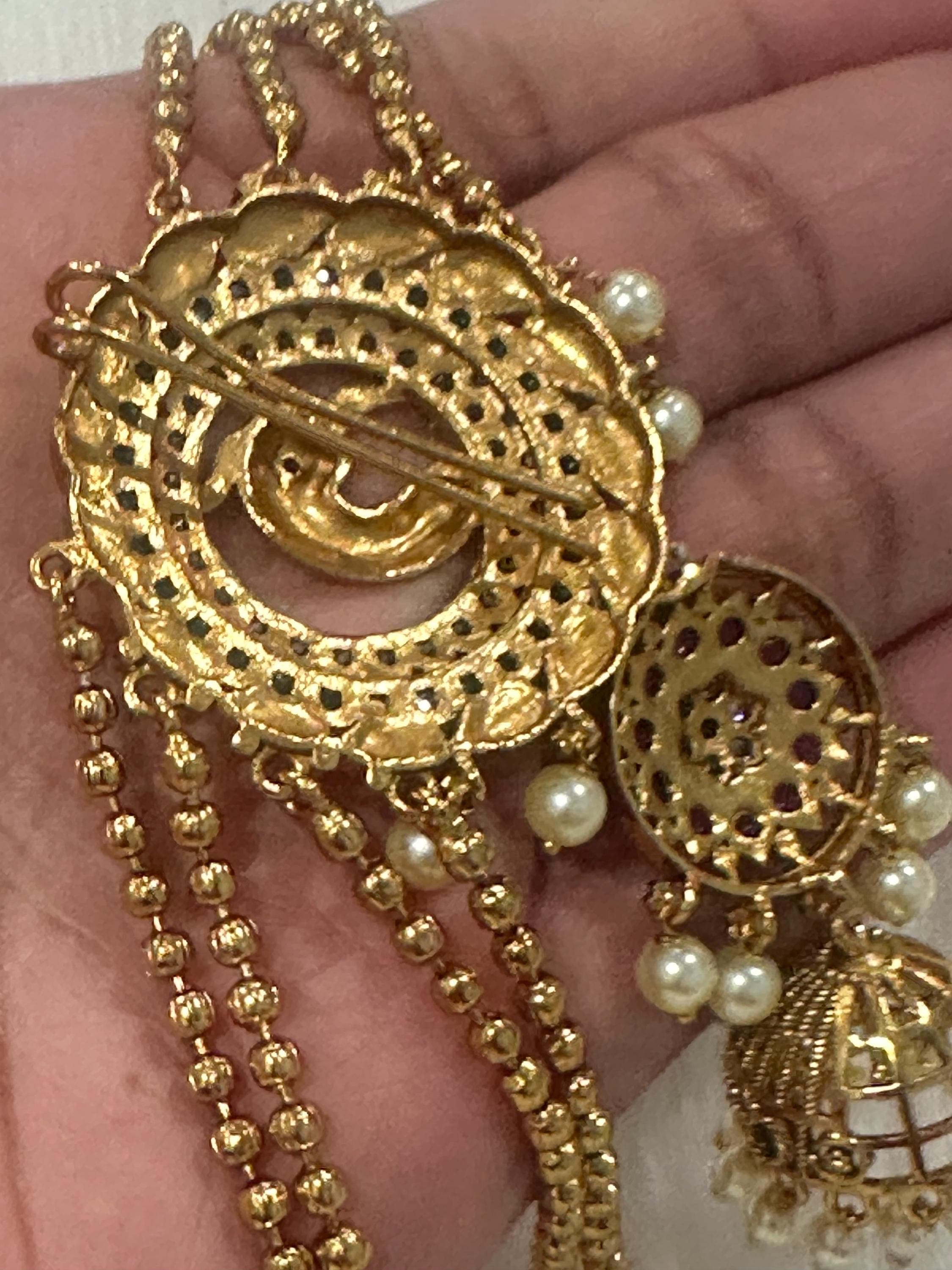 Three Layered Pearl Hair Brooch: Juda Pin, Bun Billa, Rakodi — view 7