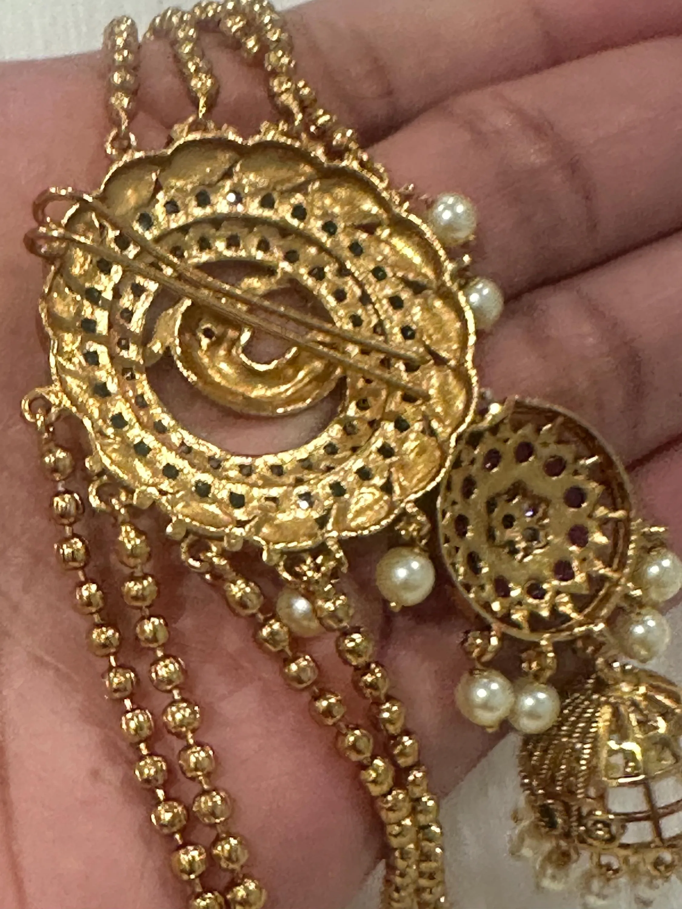 Three Layered Pearl Hair Brooch: Juda Pin, Bun Billa, Rakodi — view 7