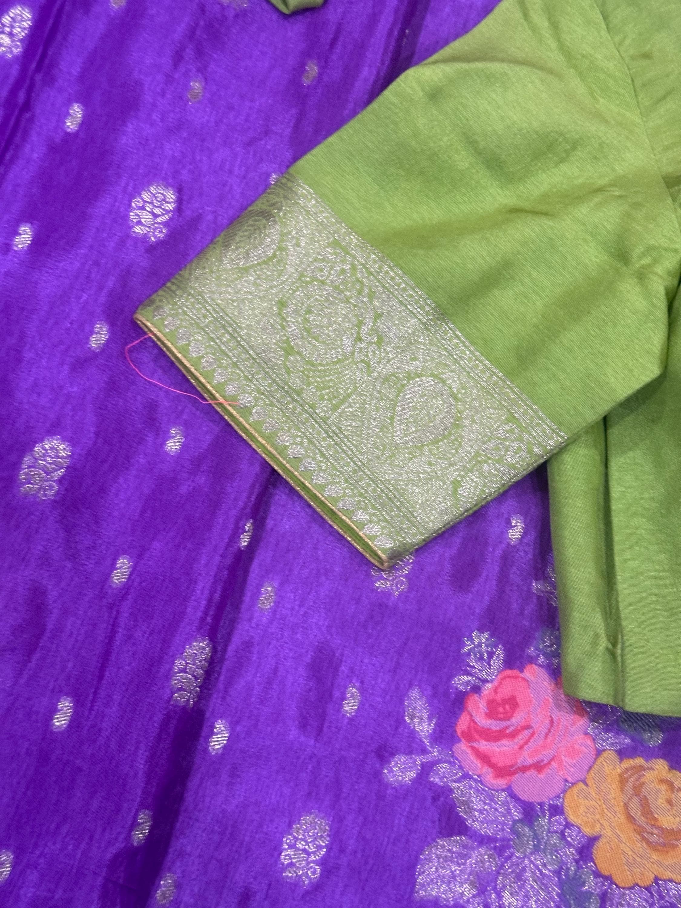 Chinon Mashru Silk Saree With Stitched blouse — view 8
