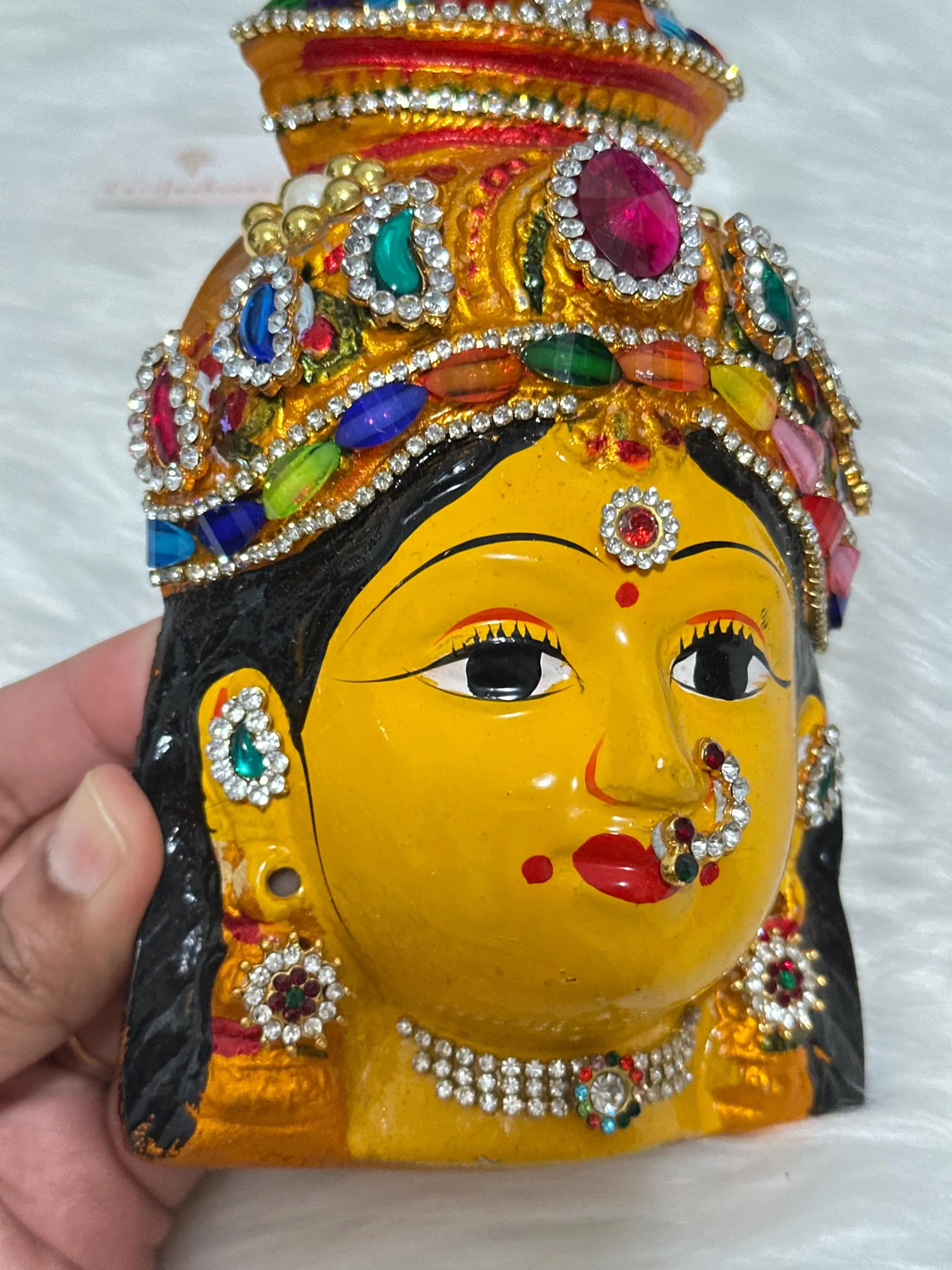 Indian Lakshmi Face Idol 8” | Gowri Devi Pooja Decor — view 8