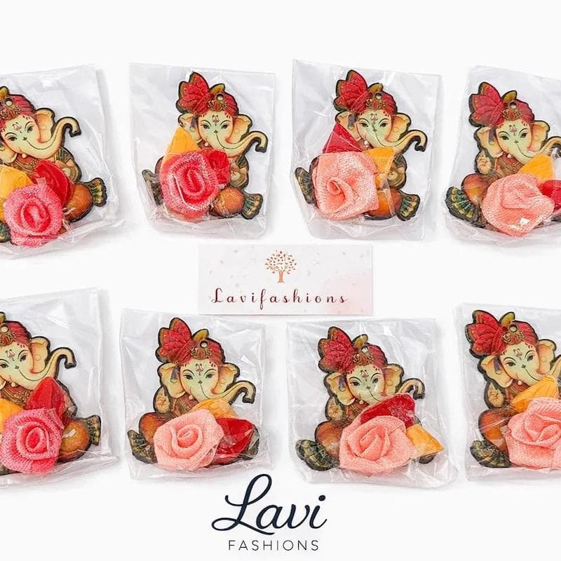 Ganesha Return Gift Combo USA | Haldi Kumkum Holder + Box + Potli Bag | Indian Wedding Favor Bulk | Ganesh Chaturthi Gift | Thamboolam — view 8