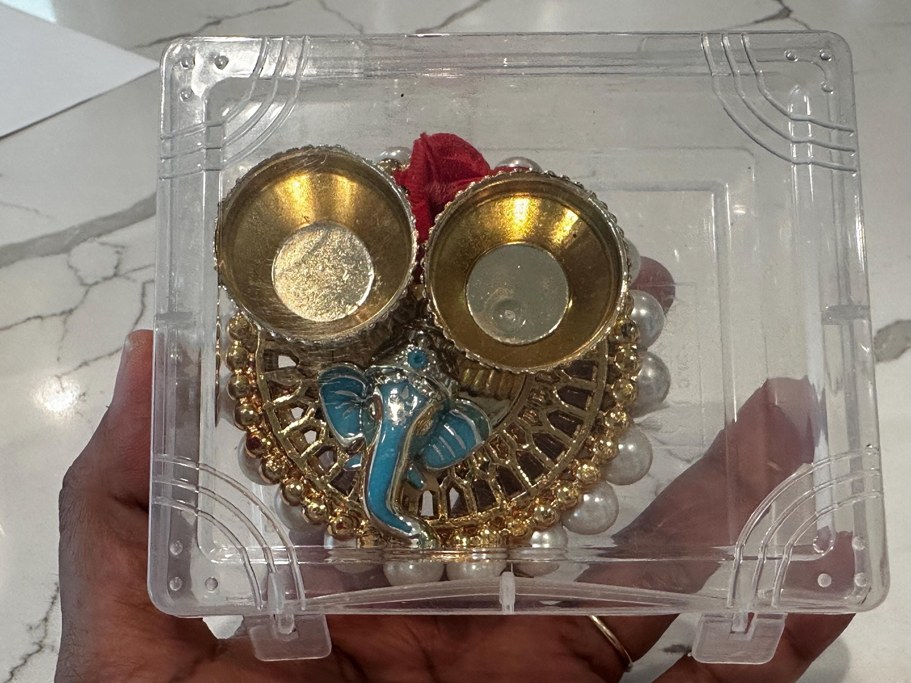 Ganesha Haldi Kumkum Holder | Indian Ethnic Haldi Thamboolam Favor (3" Boxed) — view 4