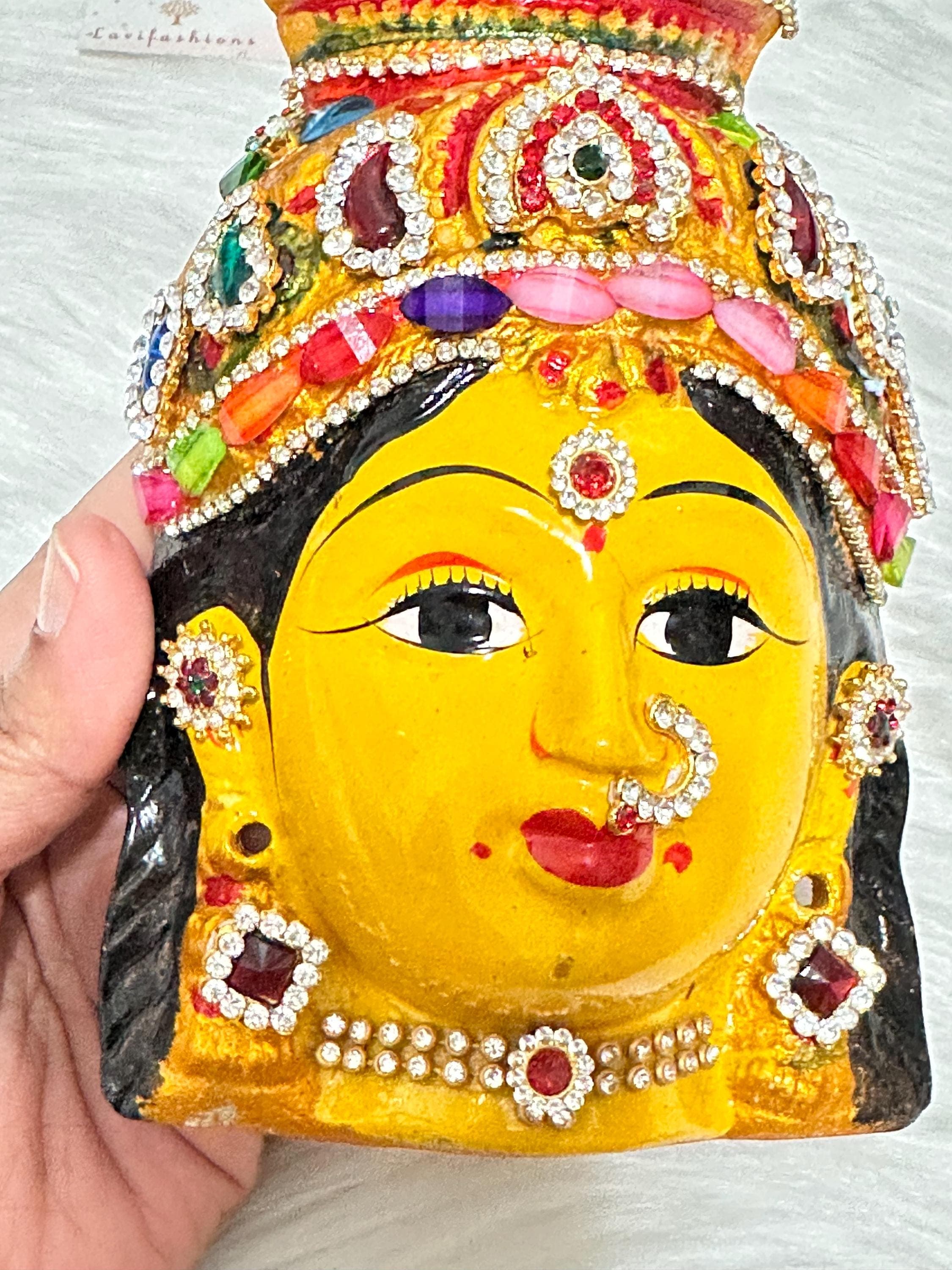 Lakshmi Face Idol 8” | Indian Gowri Devi Pooja Decor — view 6