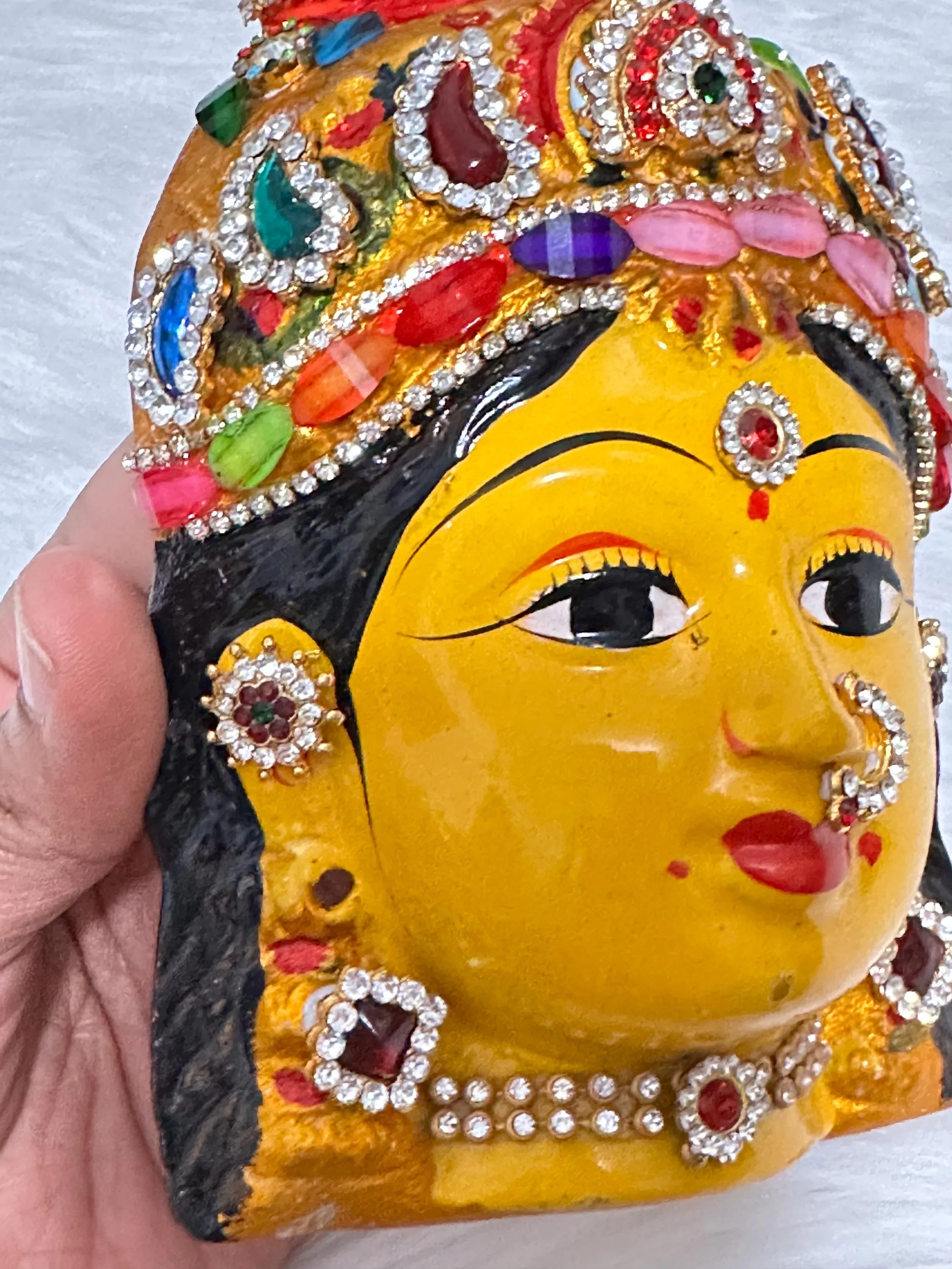 Lakshmi Face Idol 8” | Indian Gowri Devi Pooja Decor — view 5