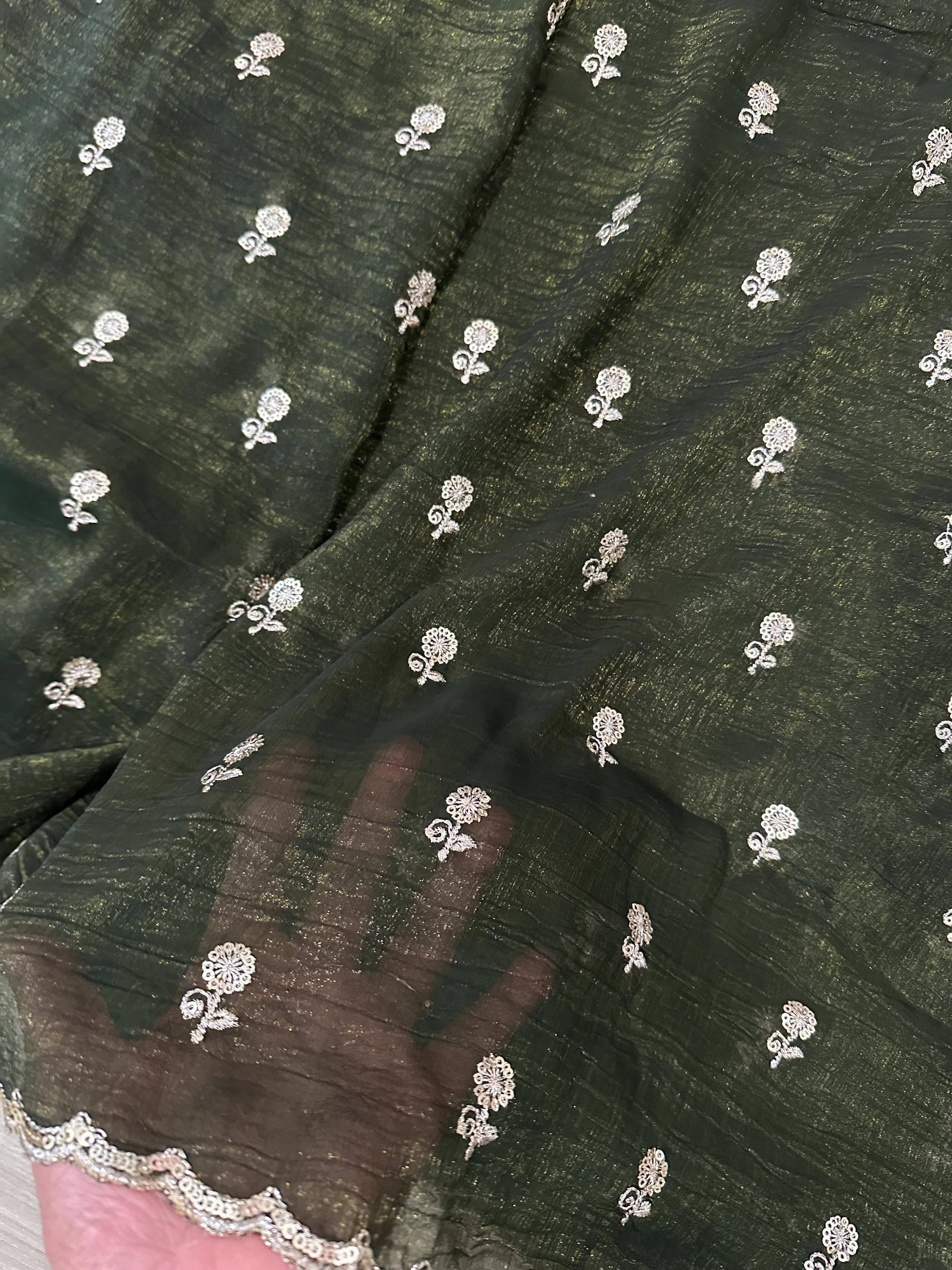 Tissue Chiffon Saree With Unstitched Blouse Piece — view 5
