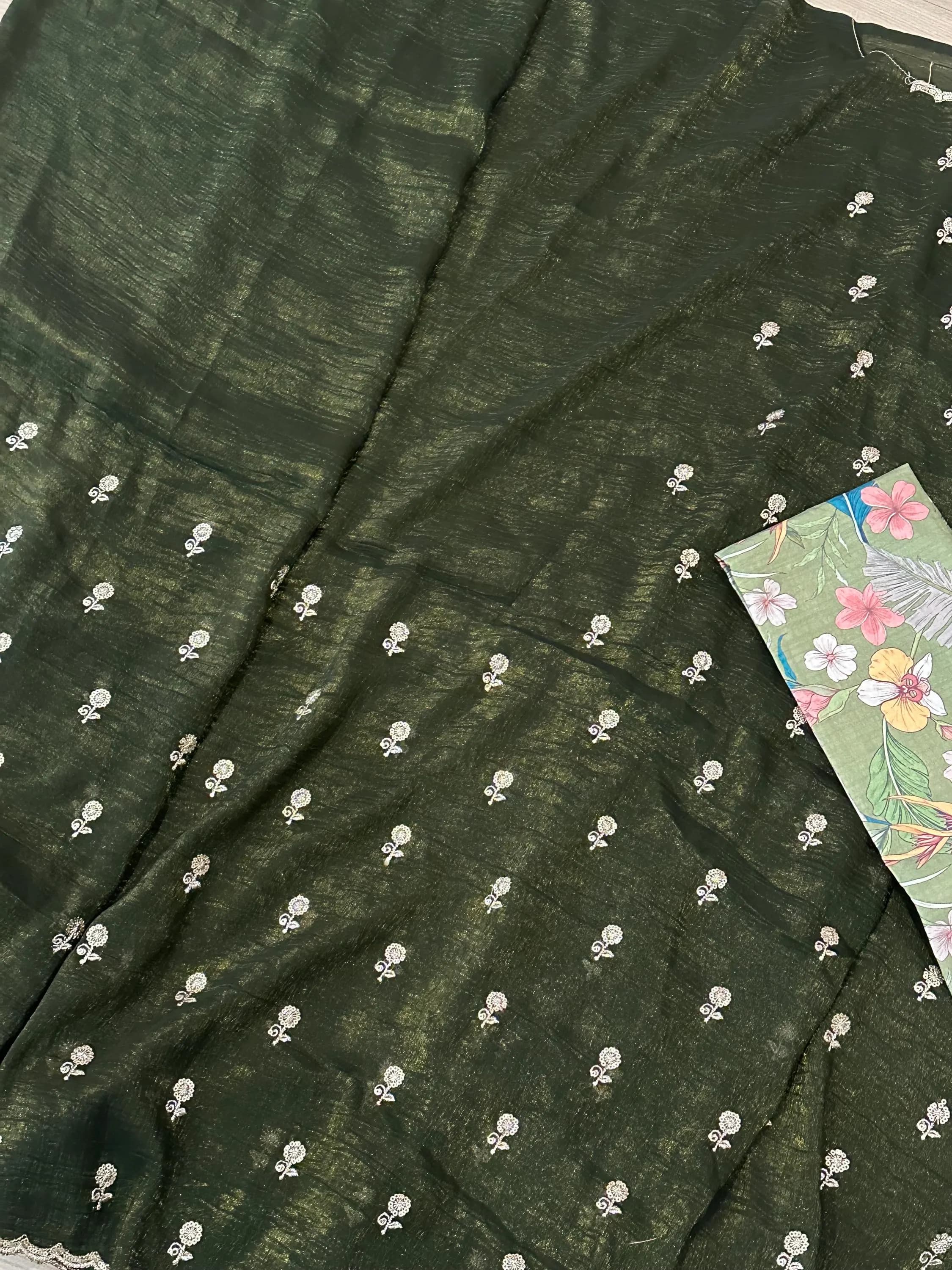 Tissue Chiffon Saree With Unstitched Blouse Piece — view 6