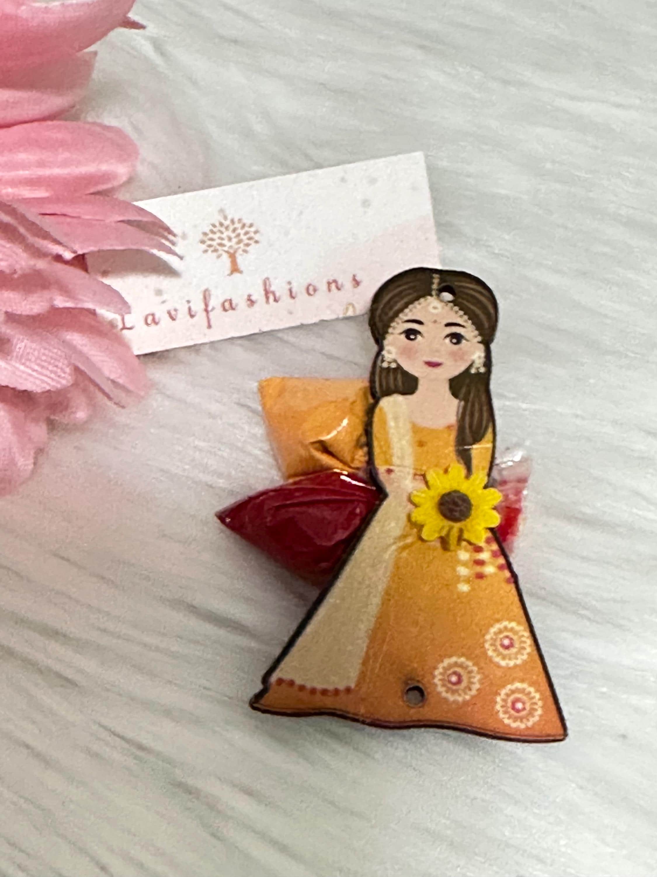 Girl Doll Pasupu Kumkum Packets | Elephant Design Thamboolam Return Gift (Pack of 1) — view 3