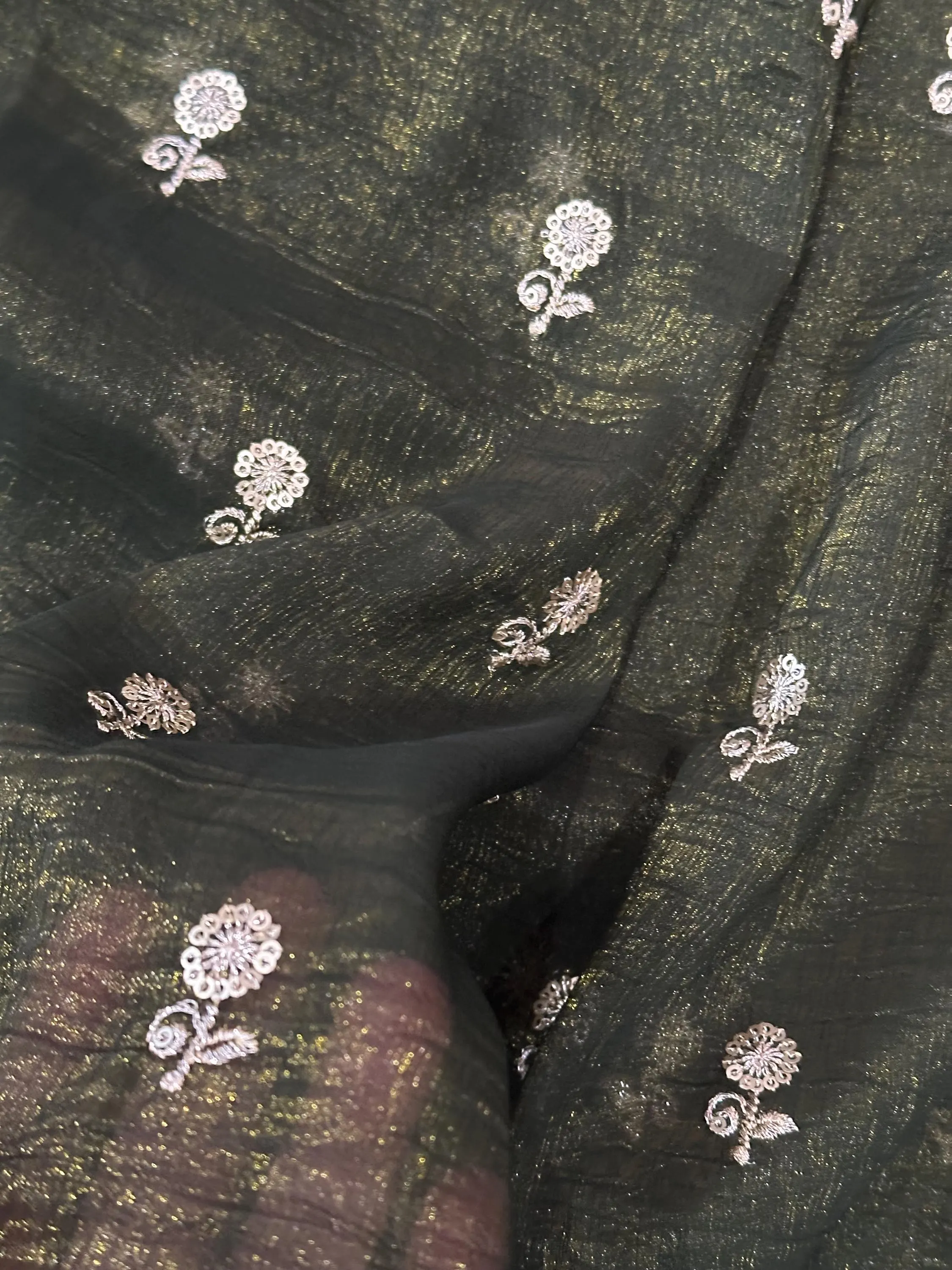 Tissue Chiffon Saree With Unstitched Blouse Piece — view 7