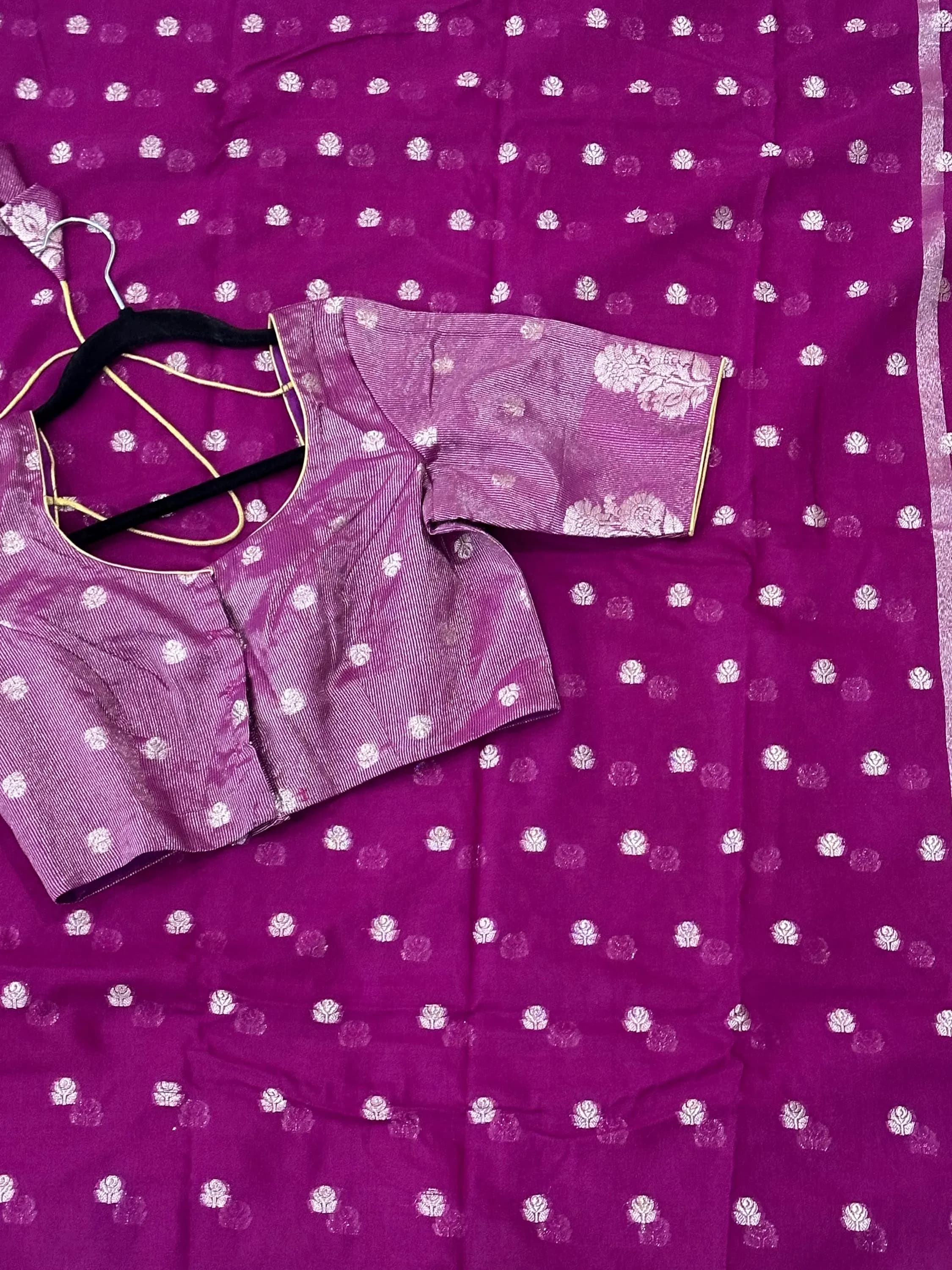 Banarasi Raw Mango Silk Saree With Stitched Blouse — view 4