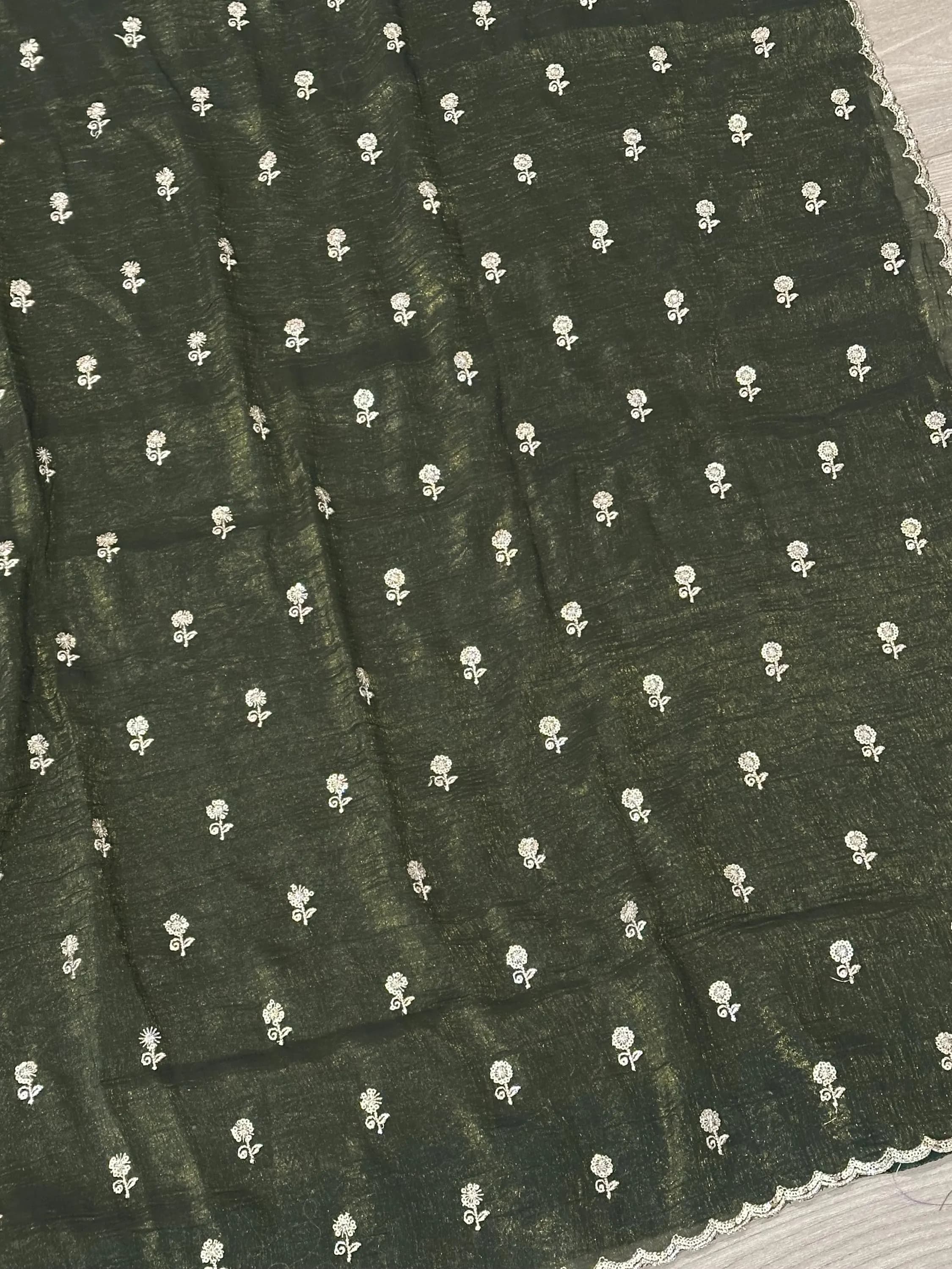 Tissue Chiffon Saree With Unstitched Blouse Piece — view 3