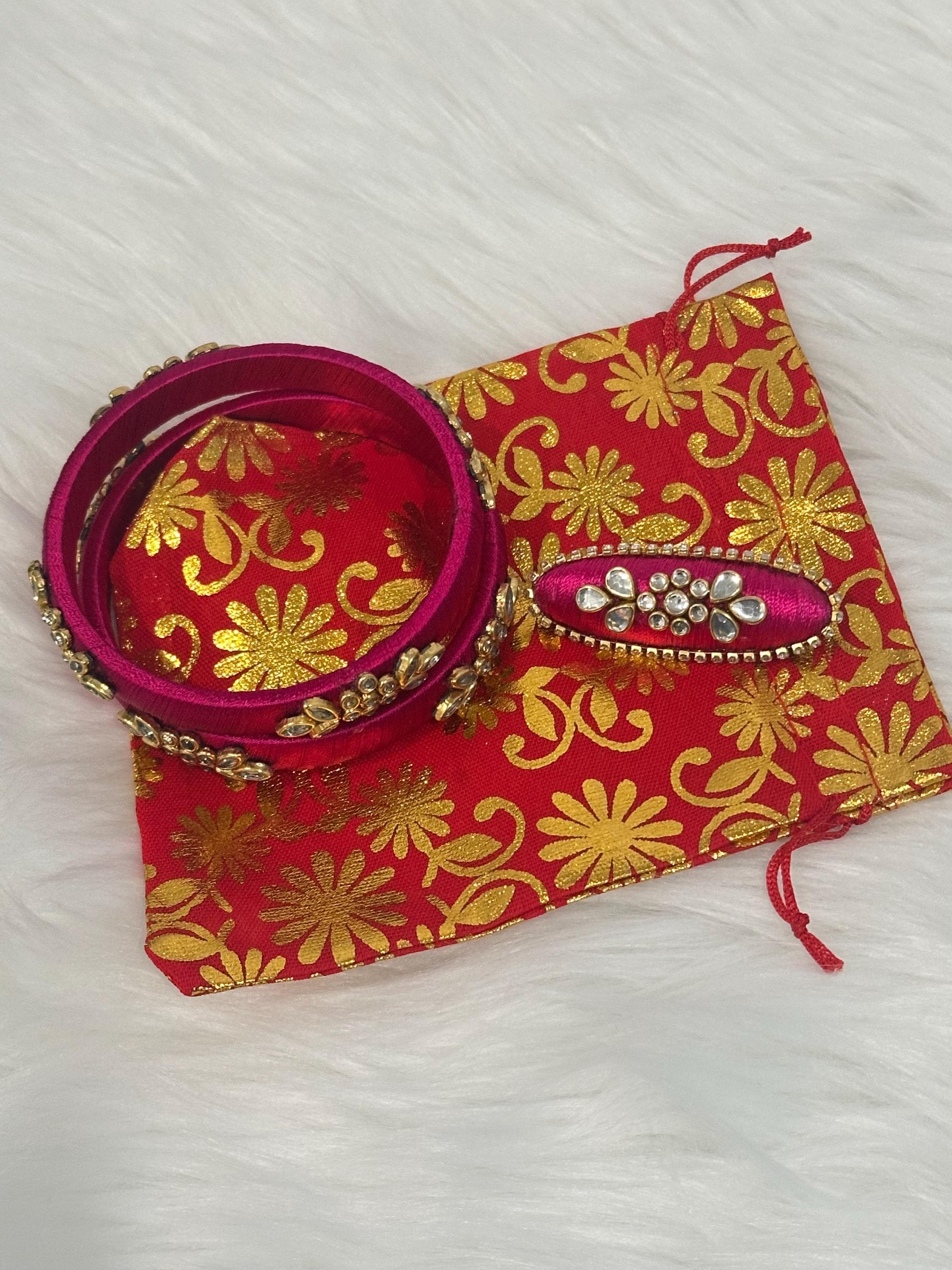 Silk Thread Bangles And Saree Pins Combo/ Bangles For Gifting/ Indian Saree Bangles/ Handmade Indian Bangles/ Indian Saree Pins — view 8