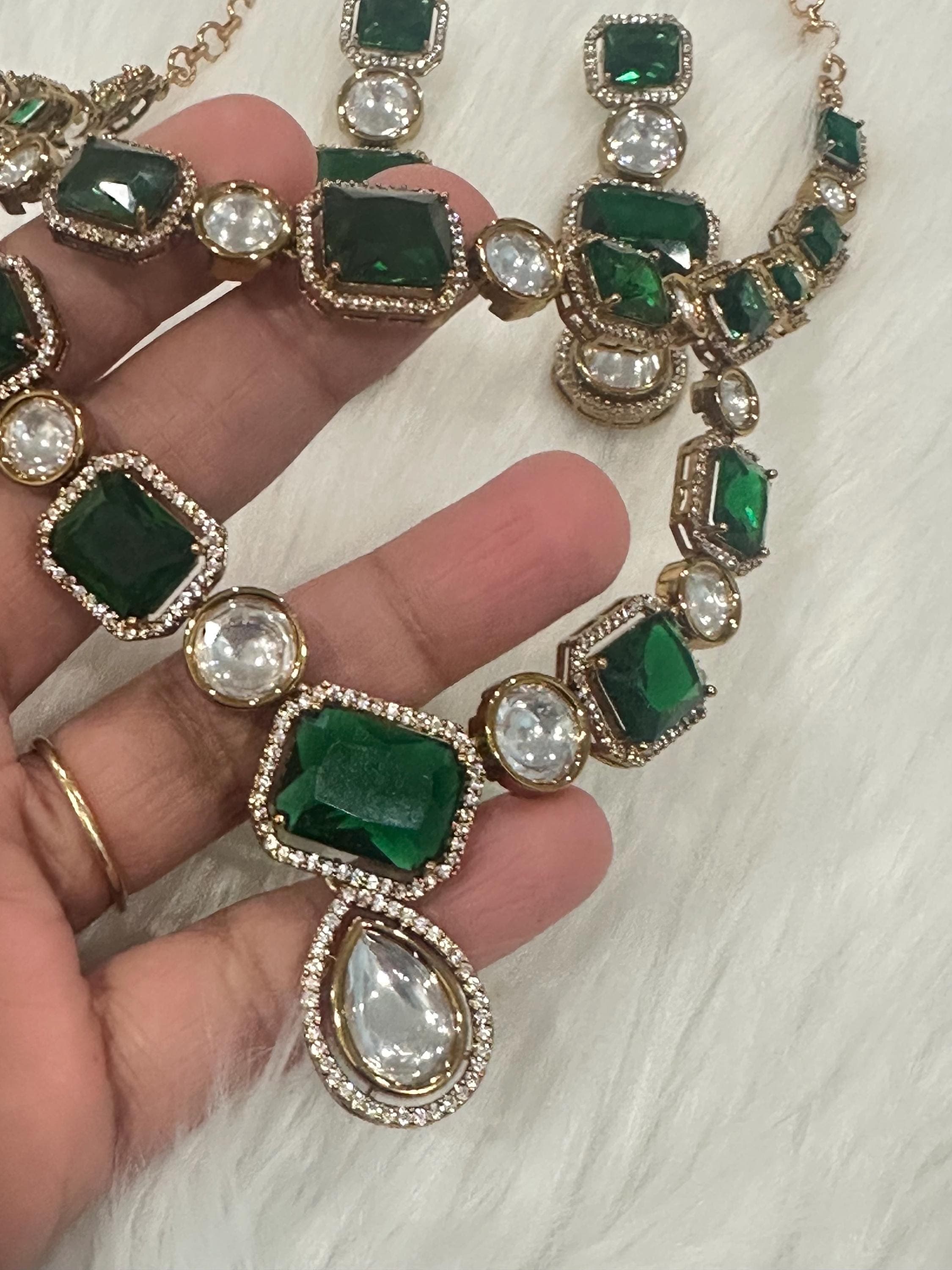 Victorian statement necklace and earrings/ earrings/ Saree jewelry/ festive/ partywear — view 7