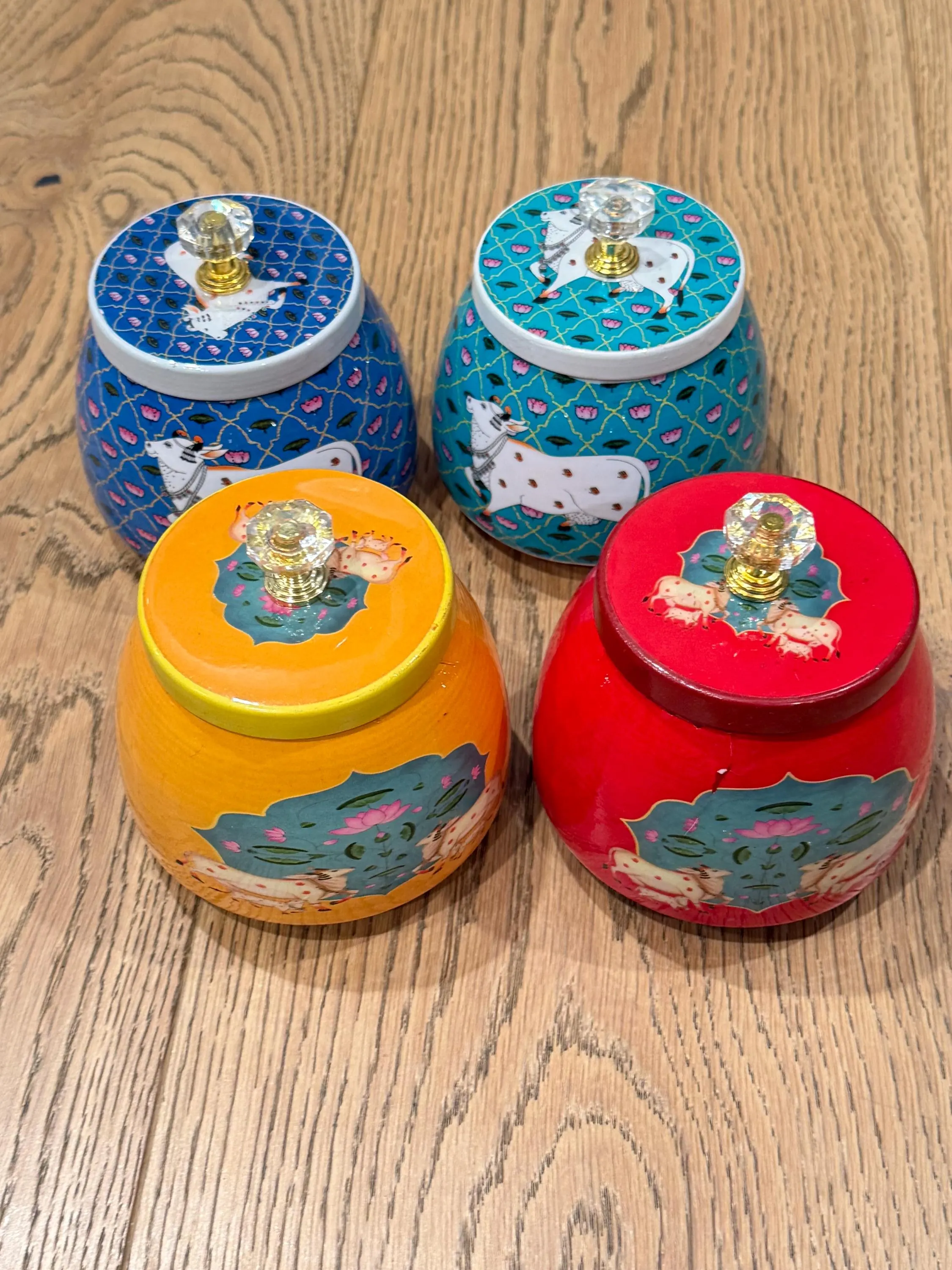 Pichwai Cow Art Storage Jar | Indian Festive Home Decor Container — view 4