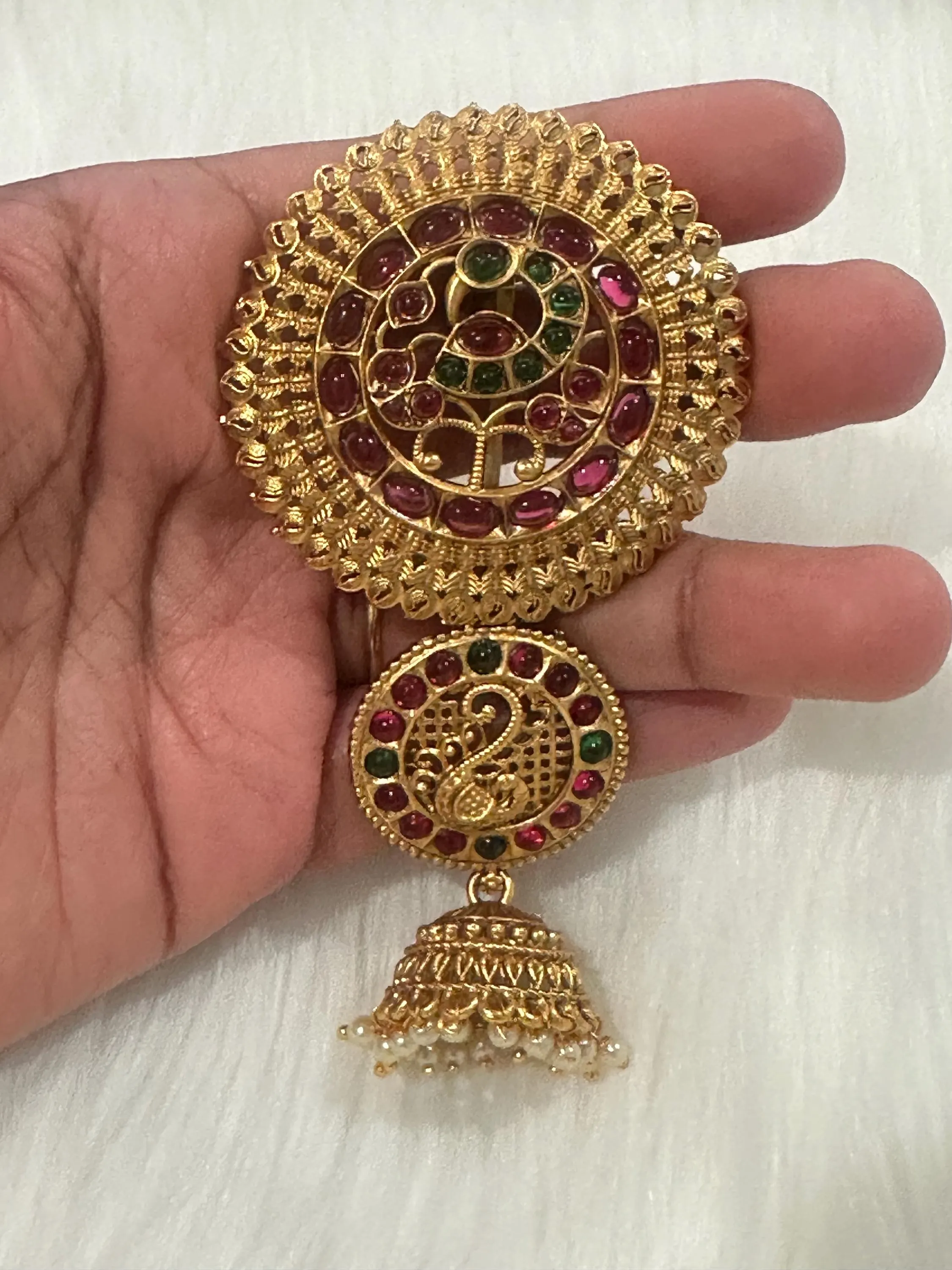 Antique Kemp Hair Brooch / Juda Pin / Veni Pin / jada billa / Classical Dance Jewelry / Rakodi — view 6