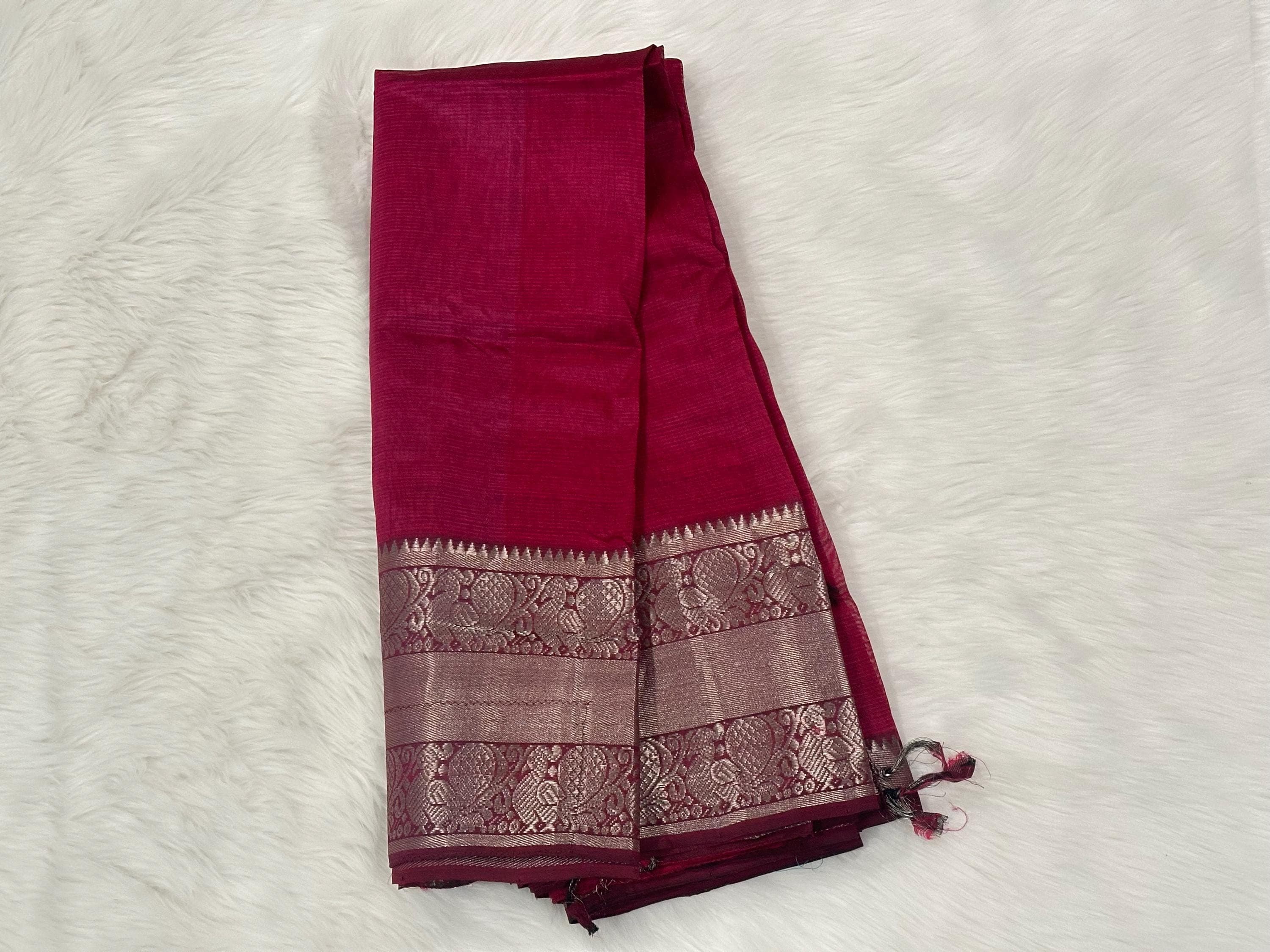 Pure Mangalagiri Handloom Pattu Saree – Indian Silk Weave (No Blouse Piece) — view 6