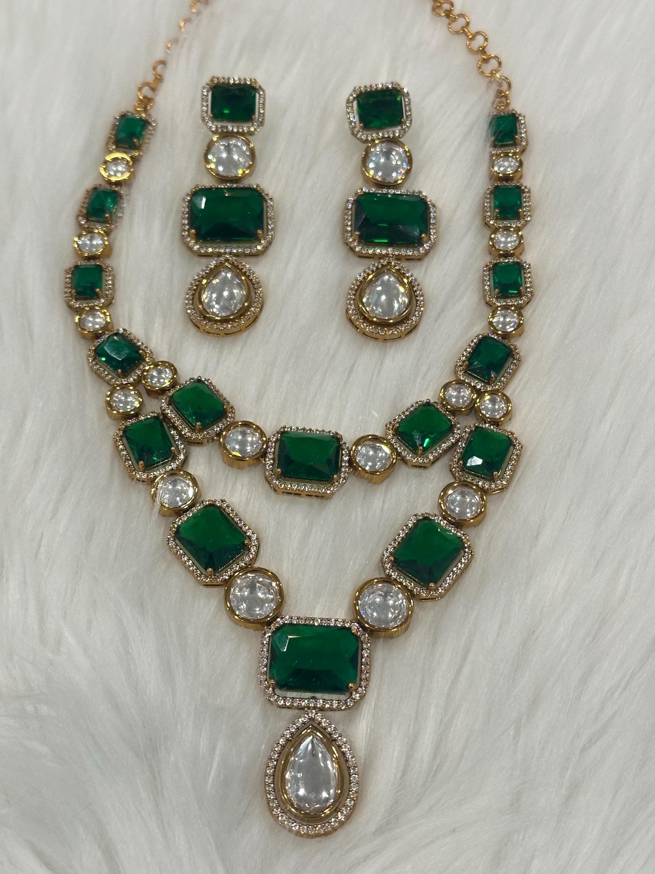 Victorian statement necklace and earrings/ earrings/ Saree jewelry/ festive/ partywear — view 5