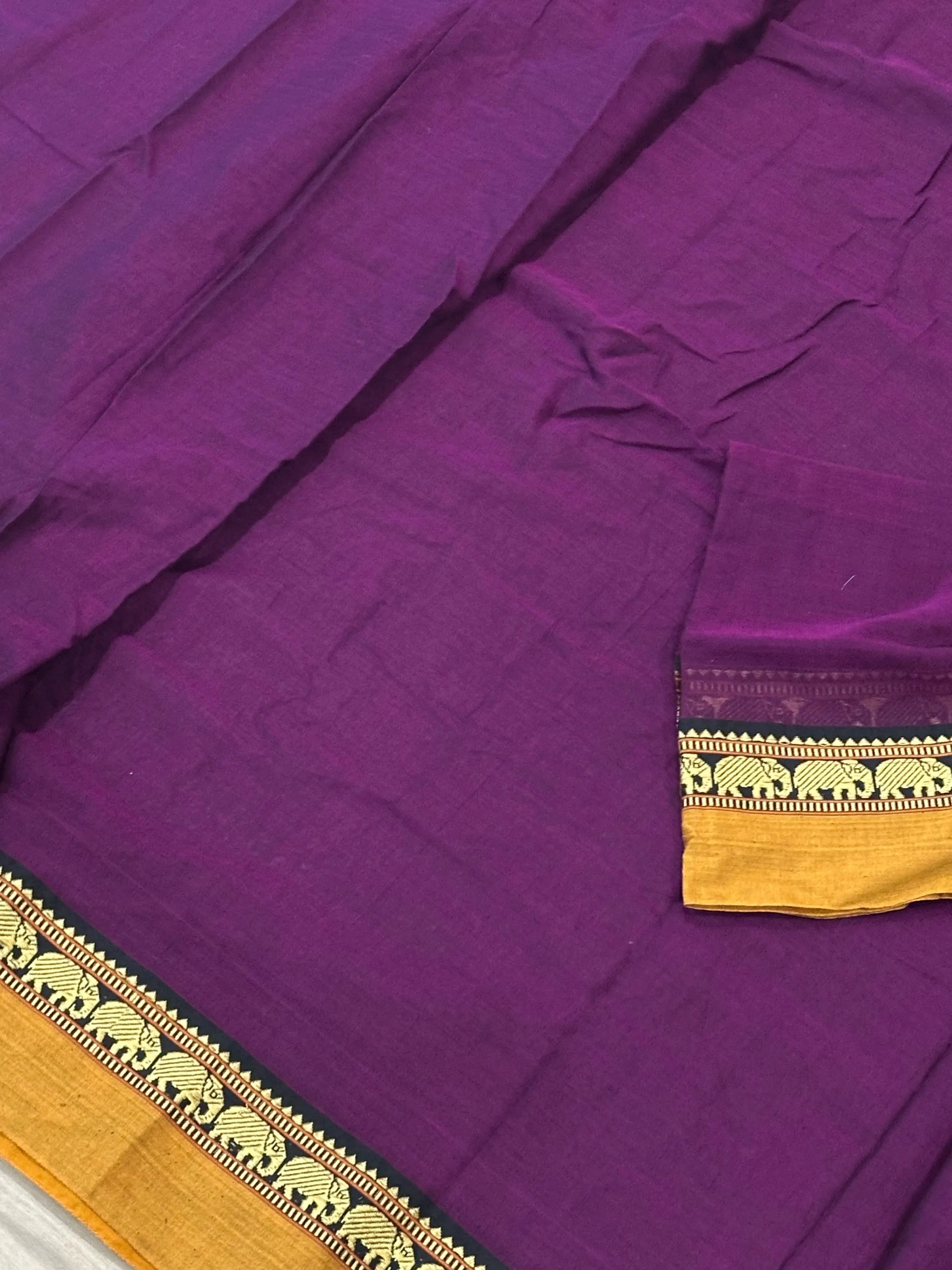 Traditional Narayanpet Cotton Saree with Unstitched Blouse – Handwoven Indian Wear — view 4