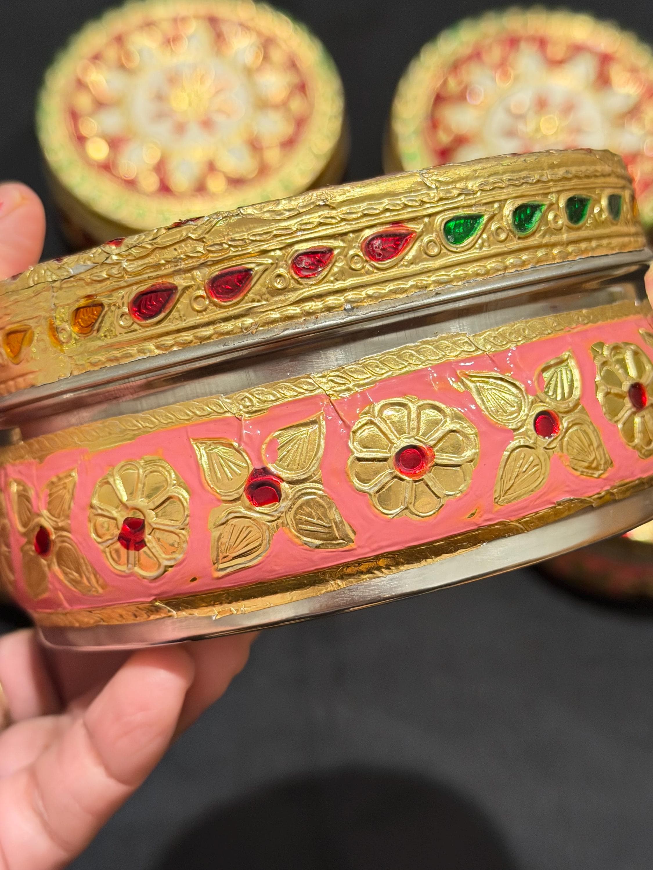 Handcrafted Meenakari Steel Boxes – Decorative Indian Containers (Pack of 5) — view 5