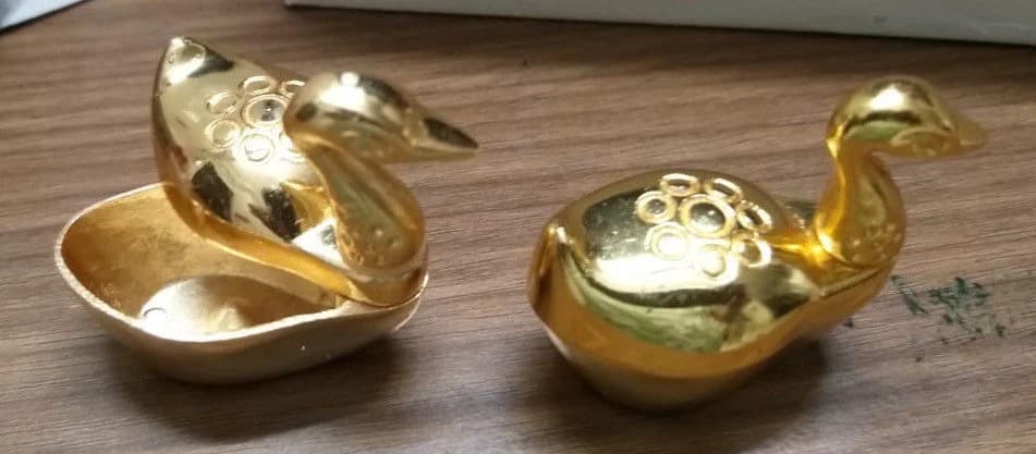 Gold Duck Kumkum Holder | Indian Ethnic Haldi Thamboolam Return Gift (2 inch)