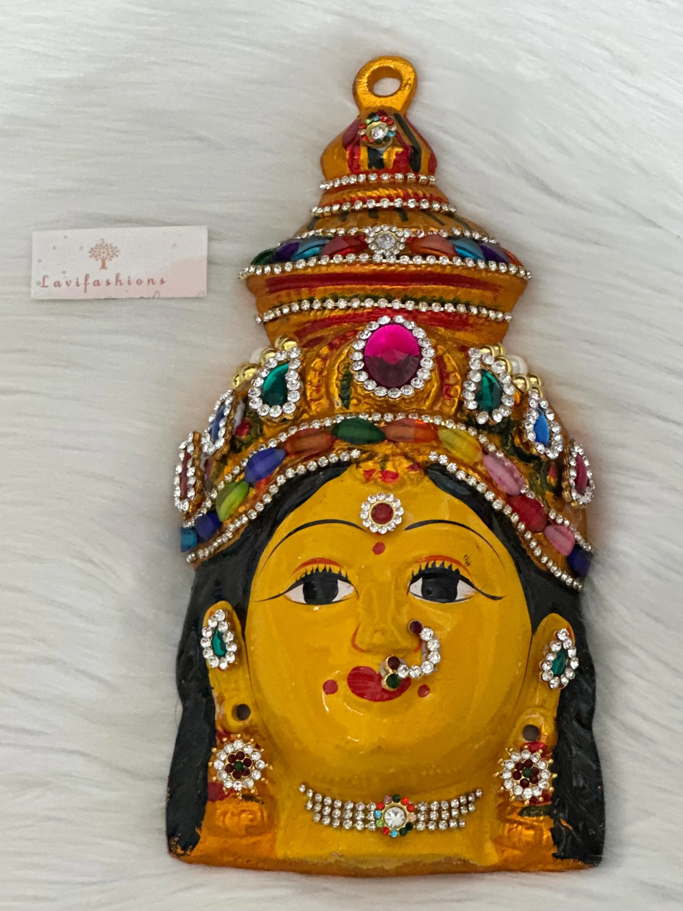 Indian Lakshmi Face Idol 8” | Gowri Devi Pooja Decor — view 6