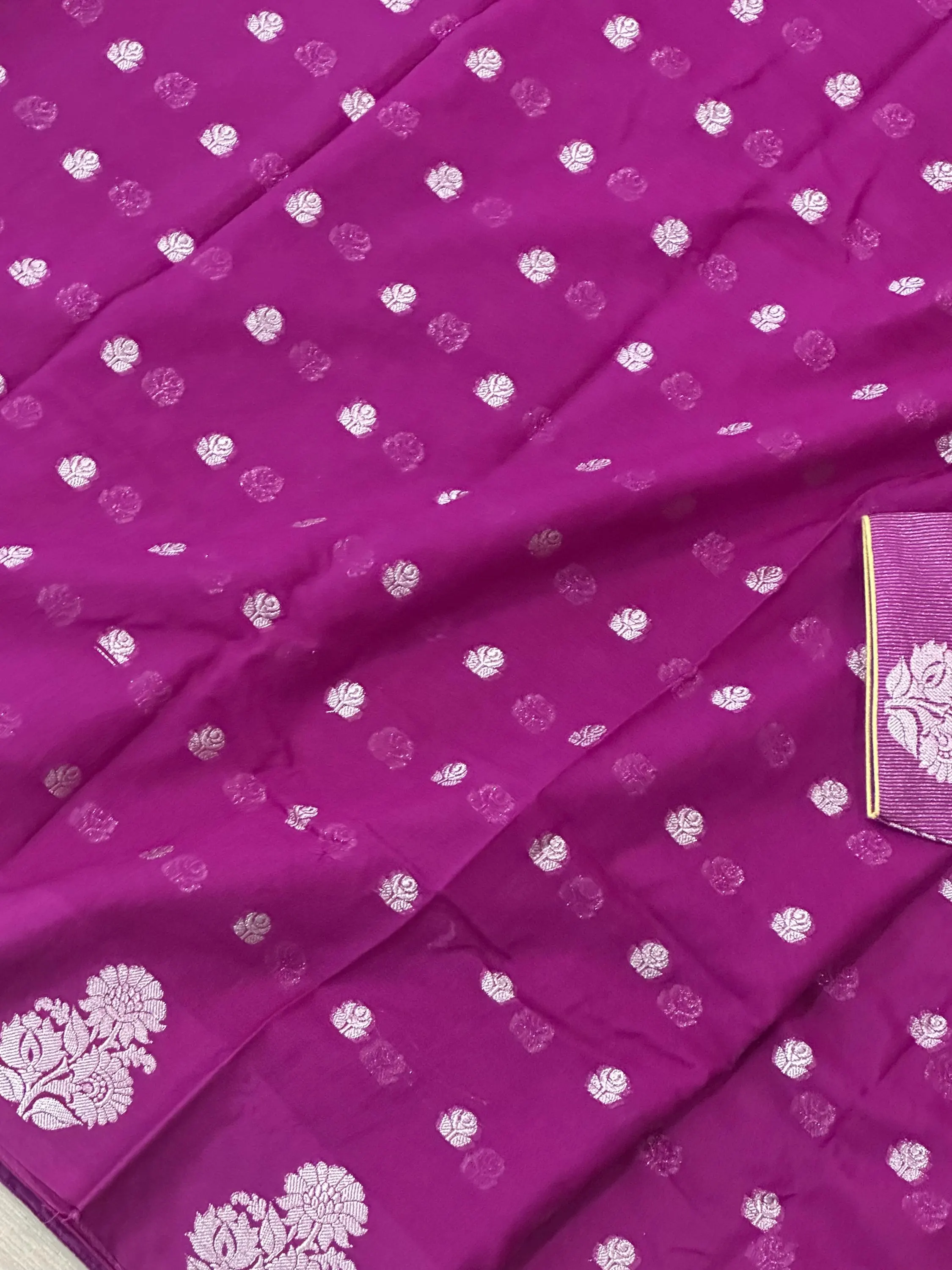 Banarasi Raw Mango Silk Saree With Stitched Blouse — view 5