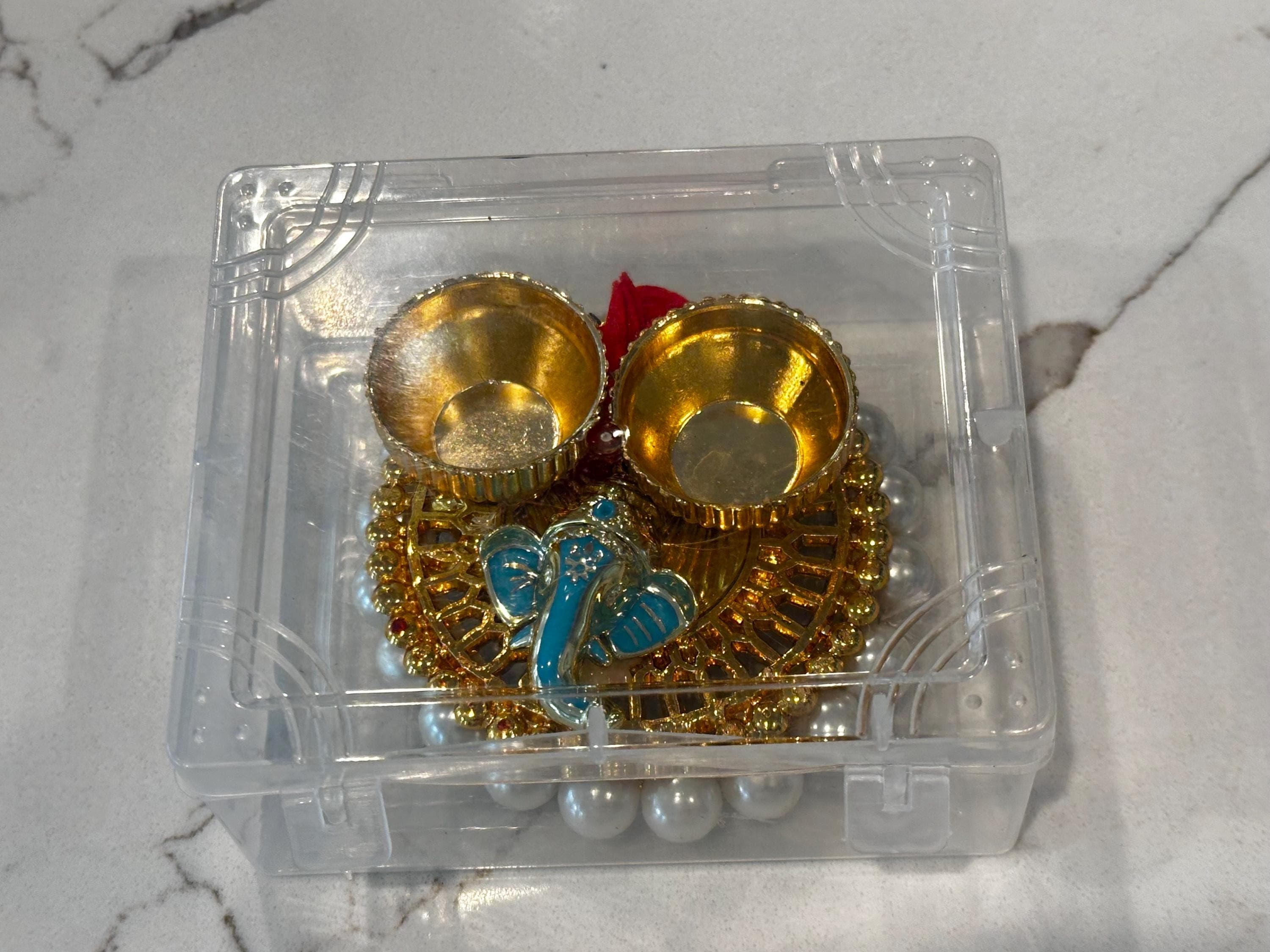 Ganesha Haldi Kumkum Holder | Indian Ethnic Haldi Thamboolam Favor (3" Boxed) — view 3