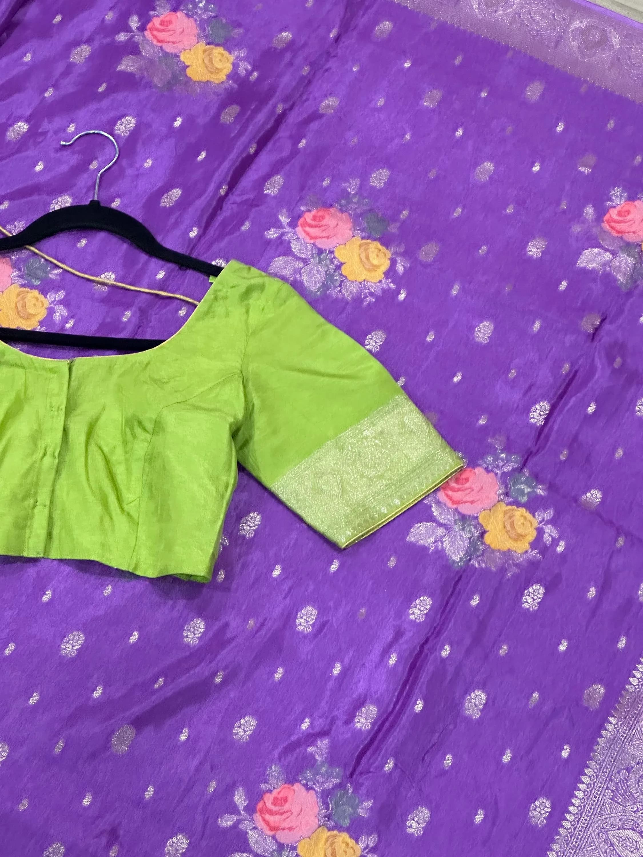 Chinon Mashru Silk Saree With Stitched blouse — view 4