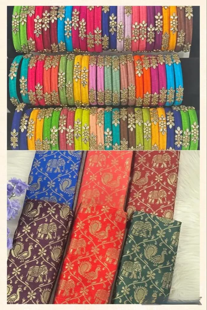 Varalakshmi Vratam Return Gifts USA | Banaras Blouse + Silk Bangles + Haldi Kumkum + Potli Bag| South Indian Pooja Favor Bulk| Festival Gift — view 2