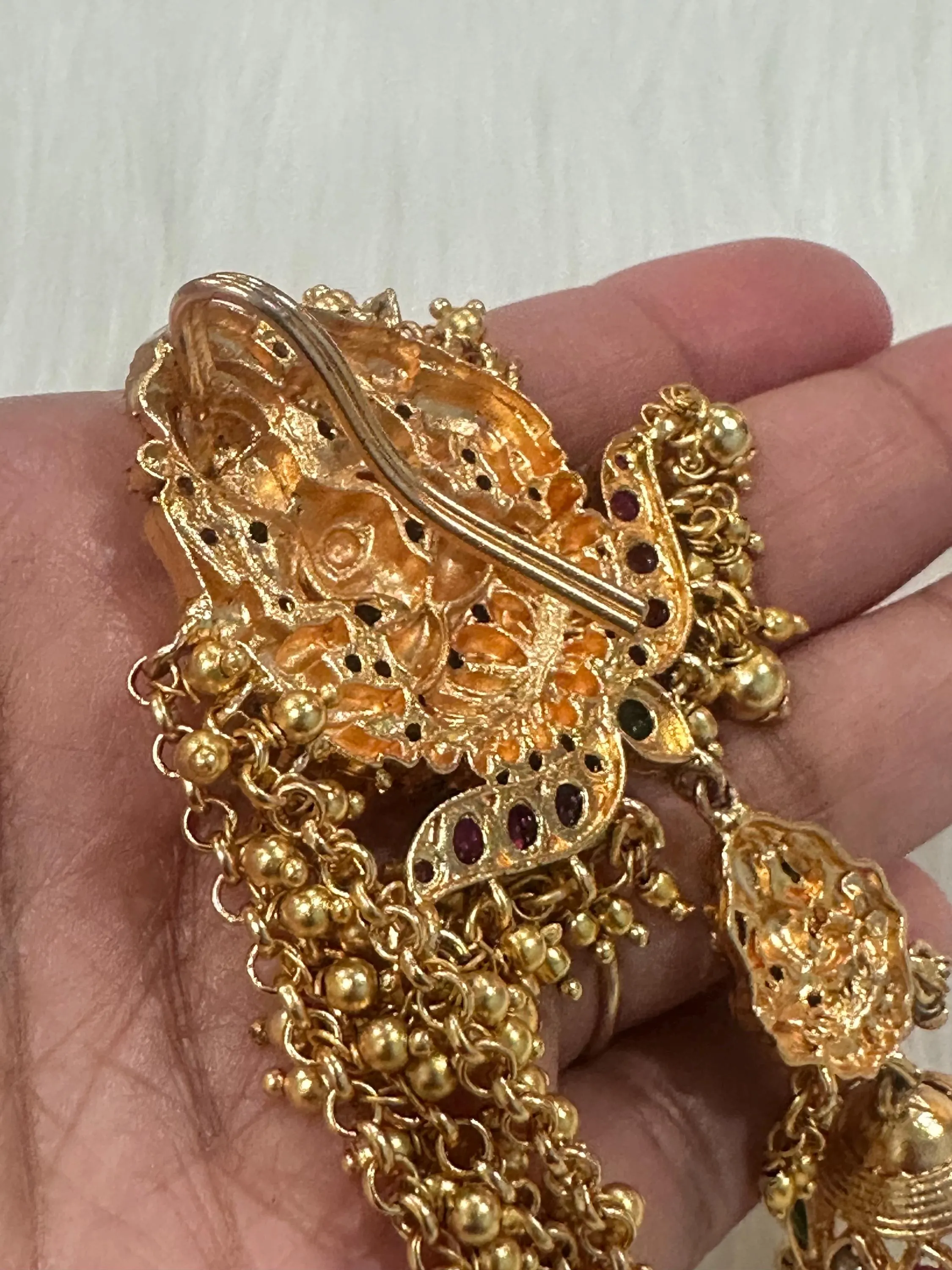 Kemp Hair Pin: Three Layered Pearl Bun Billa, Traditional Indian Jewelry — view 8