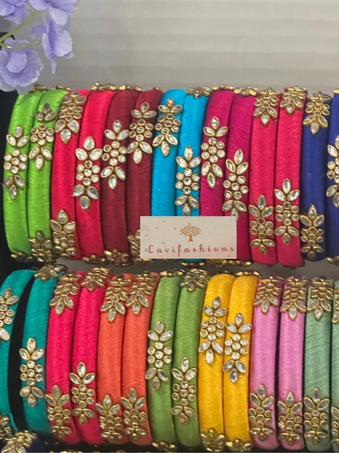 Handmade Silk Thread Bangles | Indian Wedding Jewelry | Saree Accessories | Bridal Bangles | Festive Gift for Her | Kundan Bangles — view 10