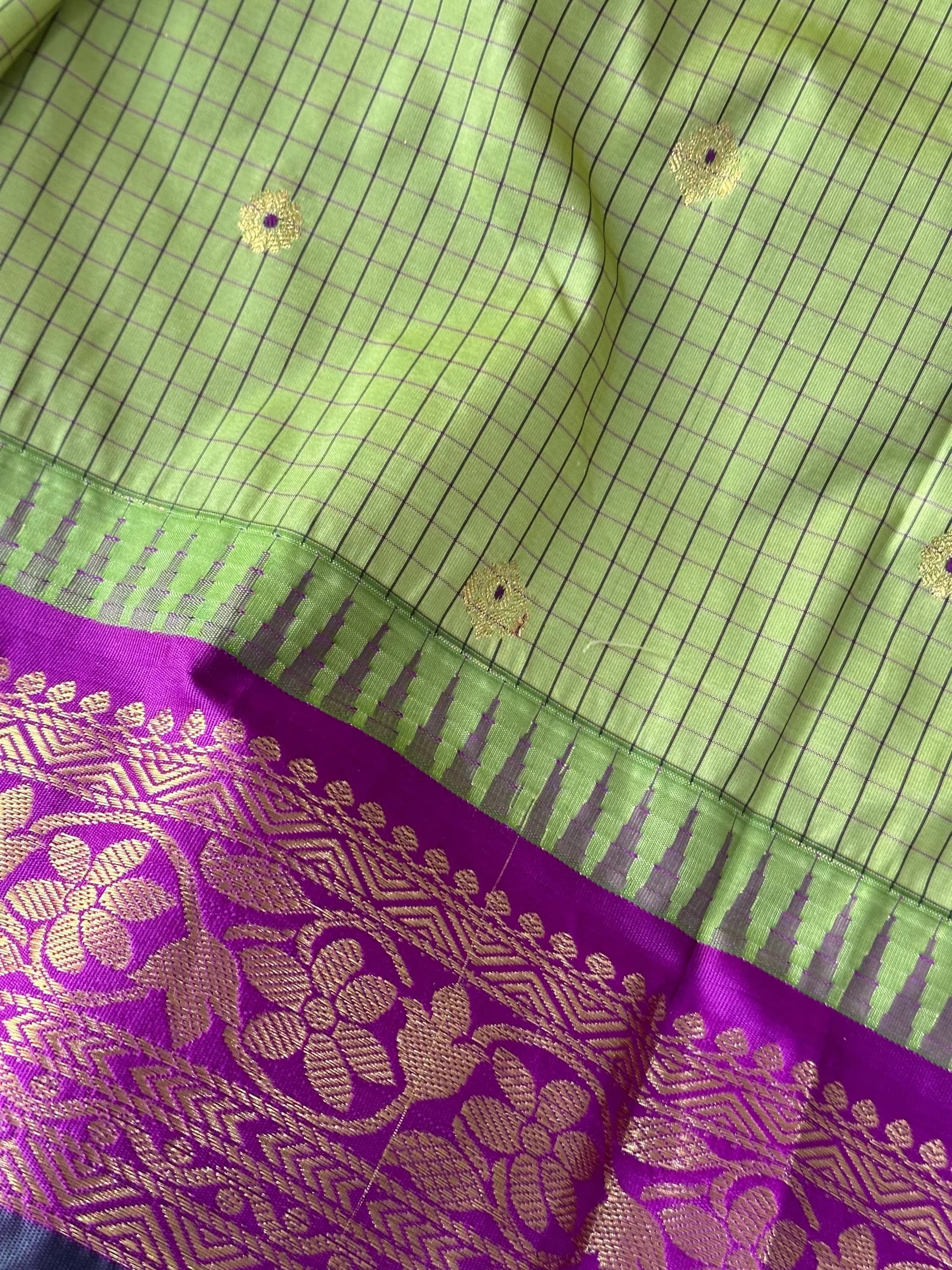Gadwal Semi Pattu Silk Saree with Maggam Work Blouse | Size 36-42 — view 8