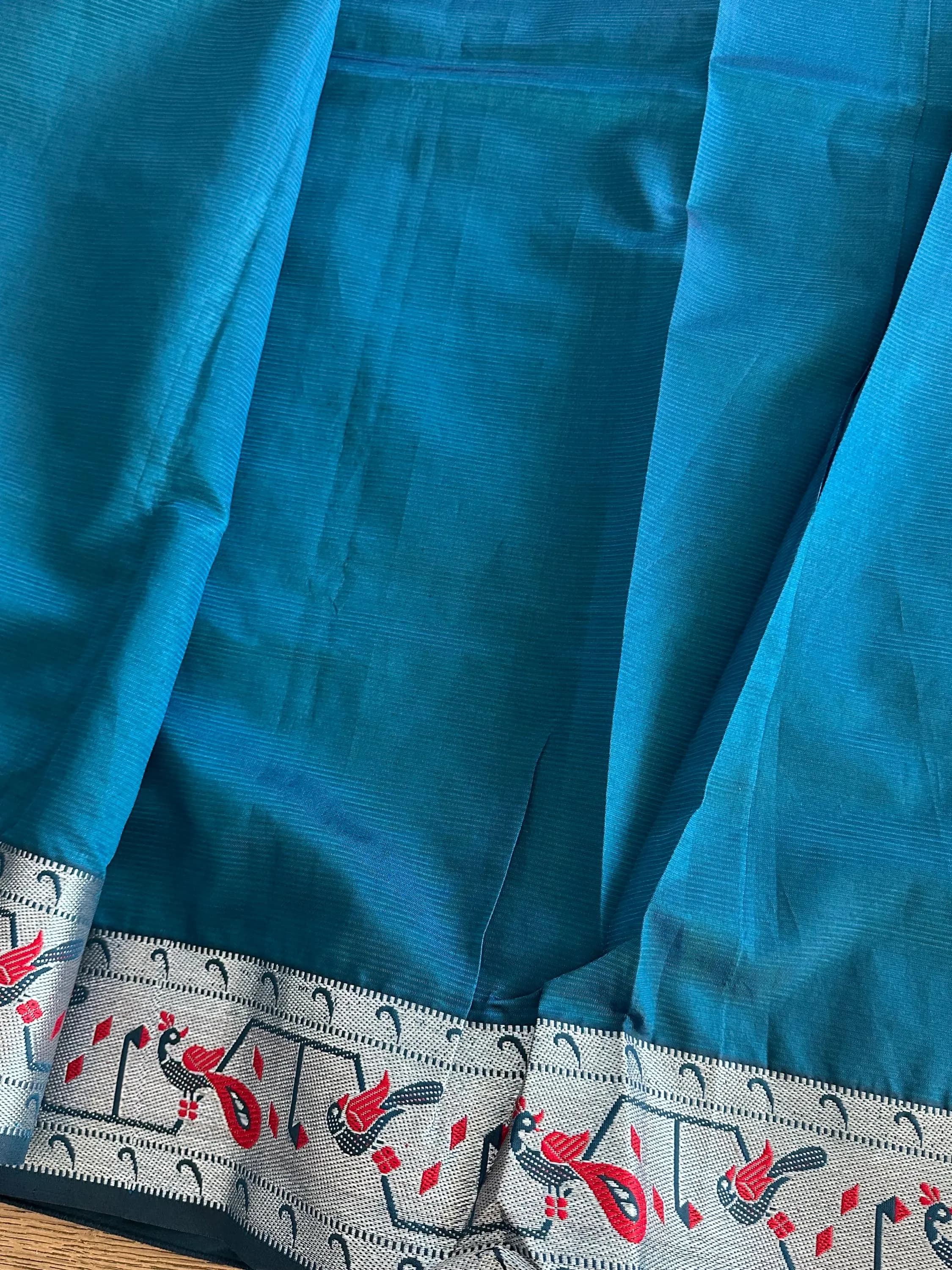 Pure Mangalagiri Handloom Silk Saree | Yellow with Silver Zari Border — view 6
