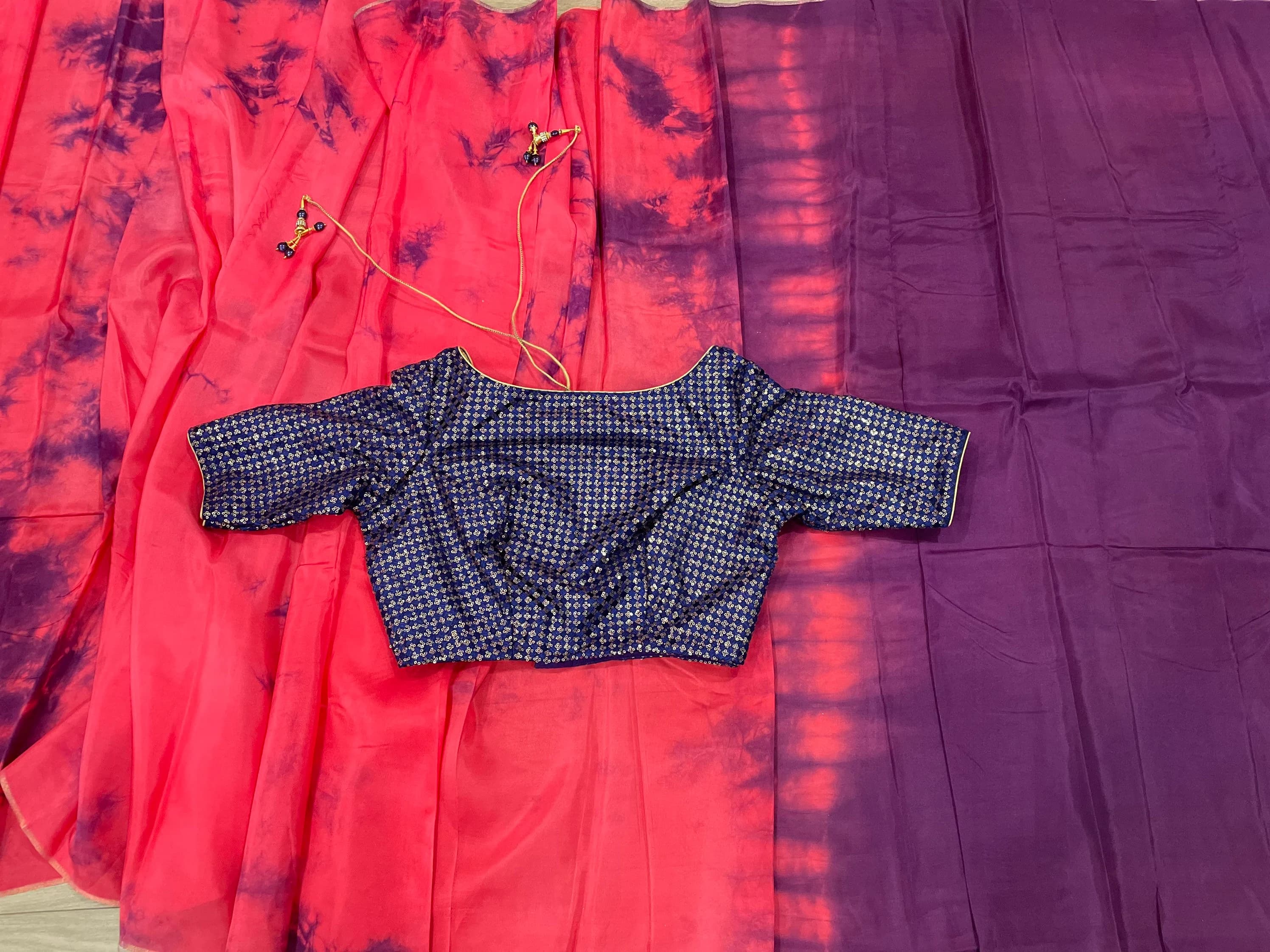 Uppada Crepe Shibori Saree With Stitched Sequin Blouse — view 8