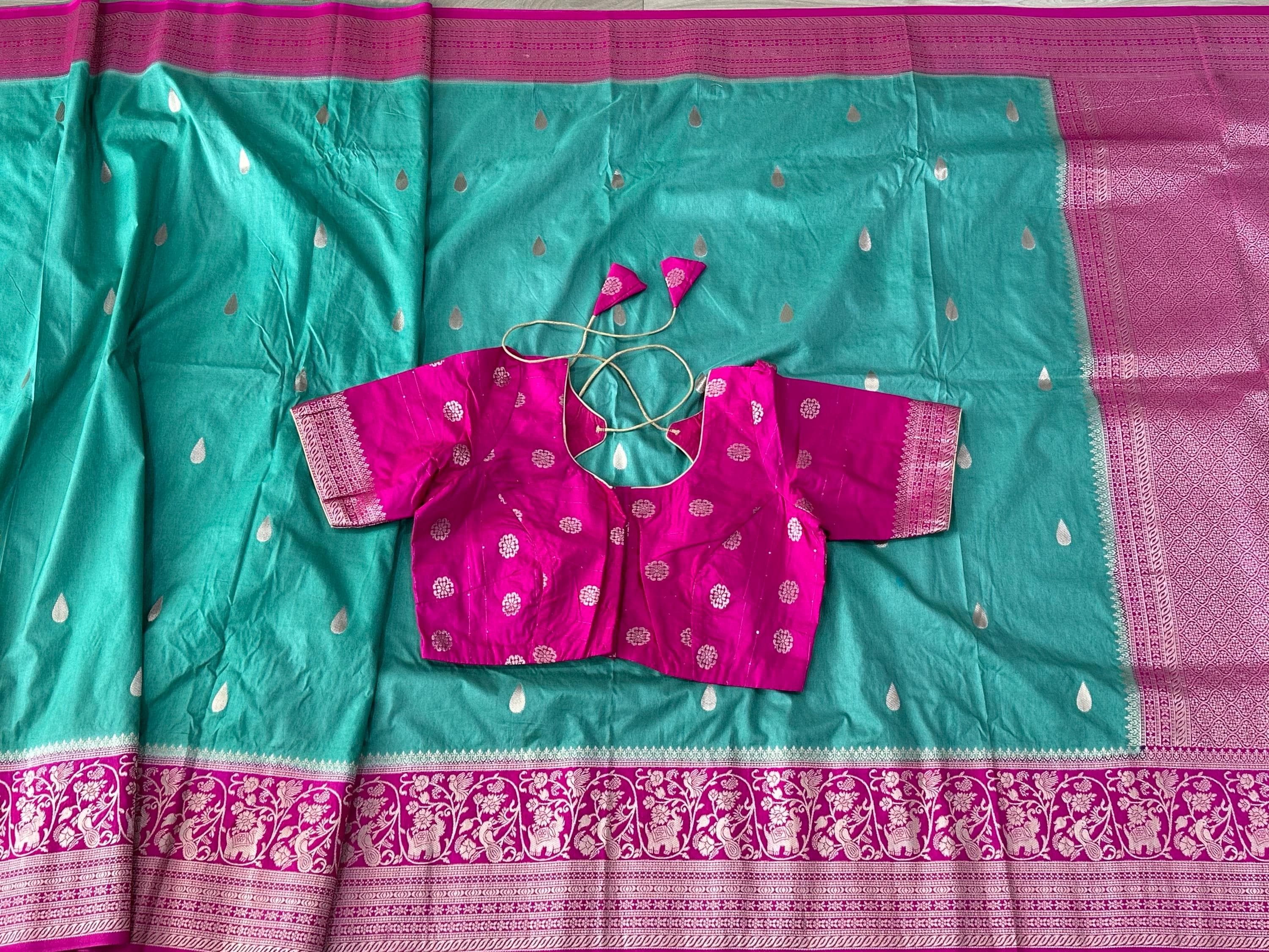 Banarasi Raw Mango Saree with Raindrop Design | Soft Fabric | Festive, Wedding, Party Wear | Traditional Indian Saree — view 8