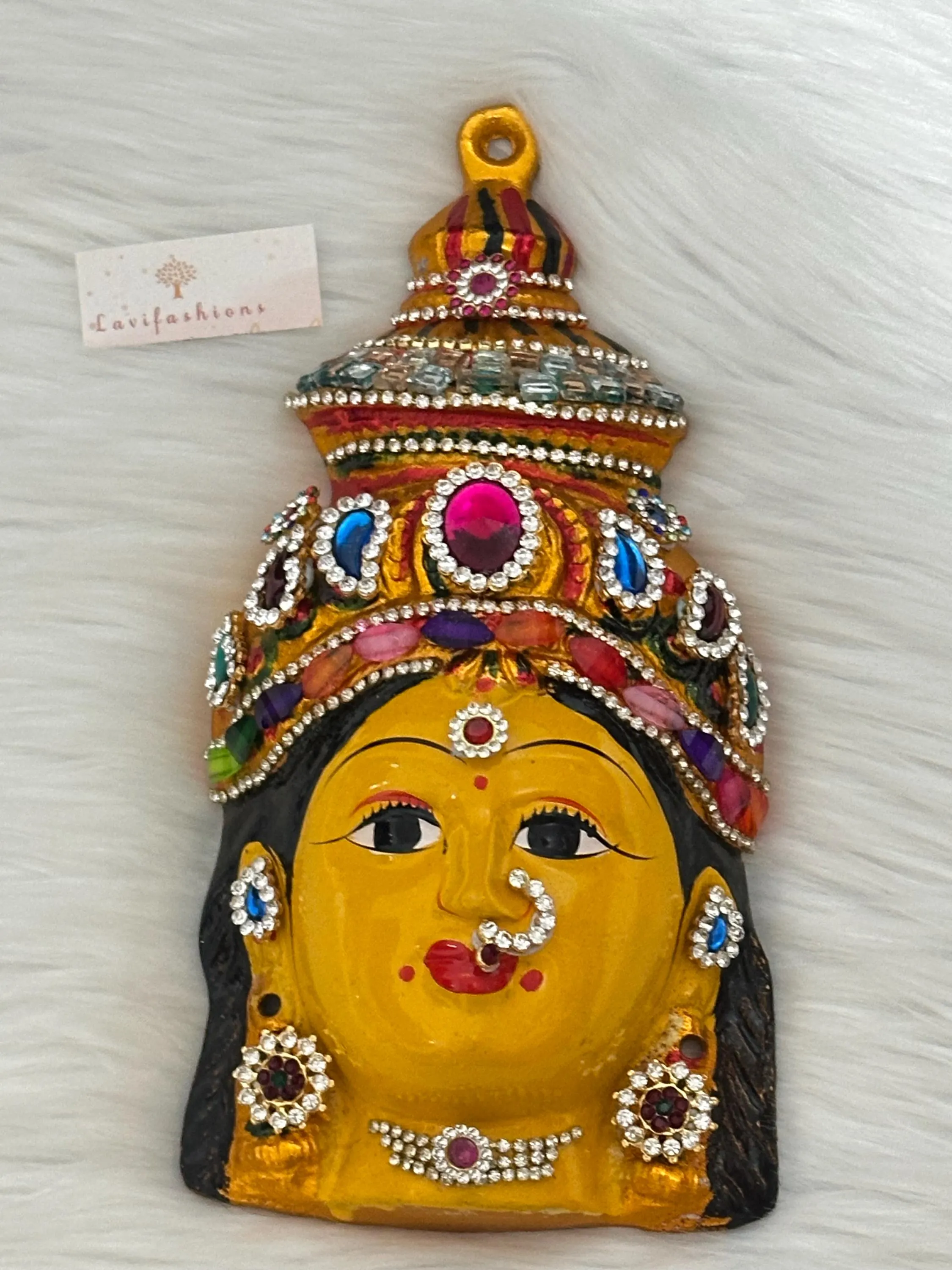 Lakshmi Face Idol 8” | Gowri Devi Face for Pooja | Indian Decor — view 8